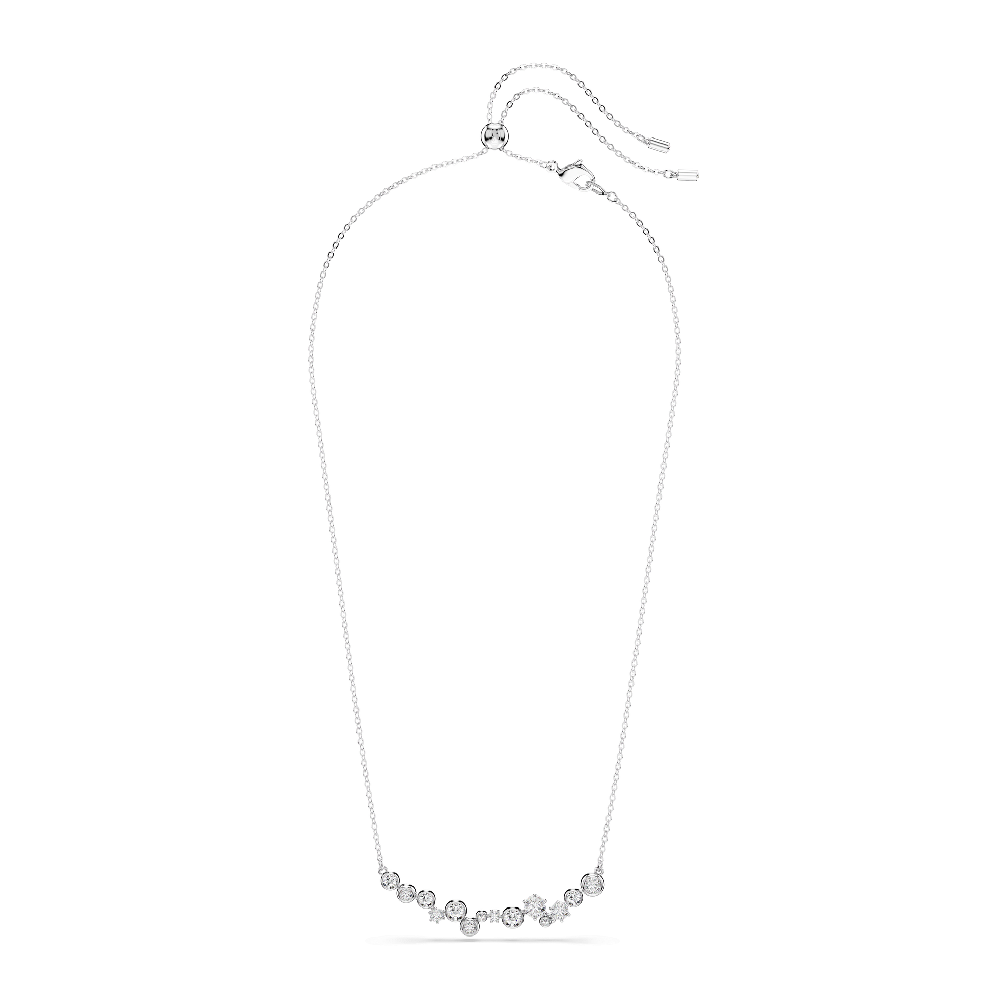 Constella necklace, Mixed cuts, White, Rhodium plated