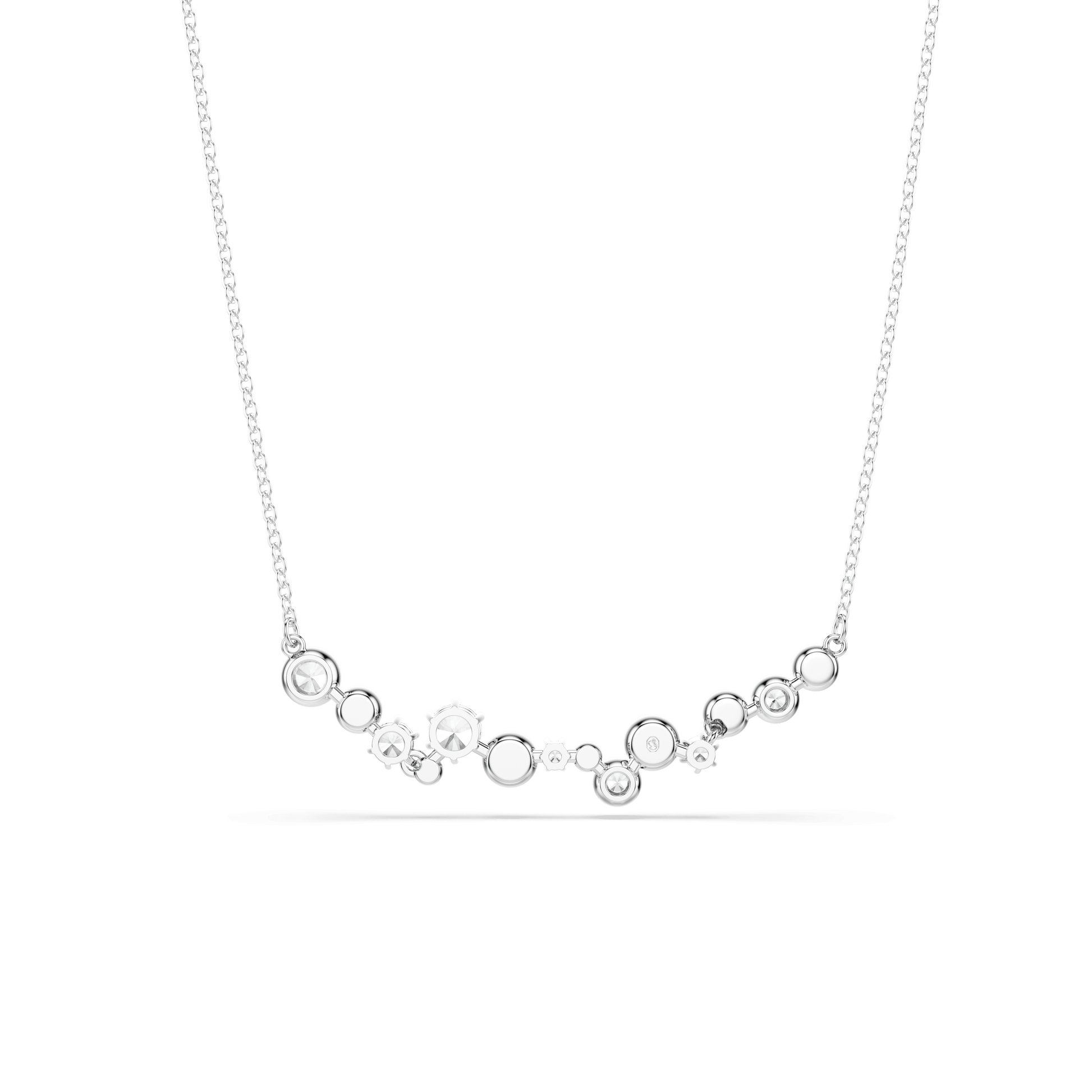 Constella necklace, Mixed cuts, White, Rhodium plated