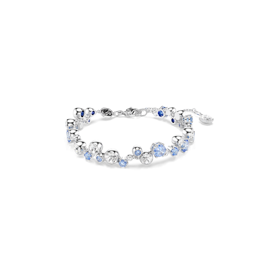 Constella bracelet, Mixed cuts, Blue, Rhodium plated