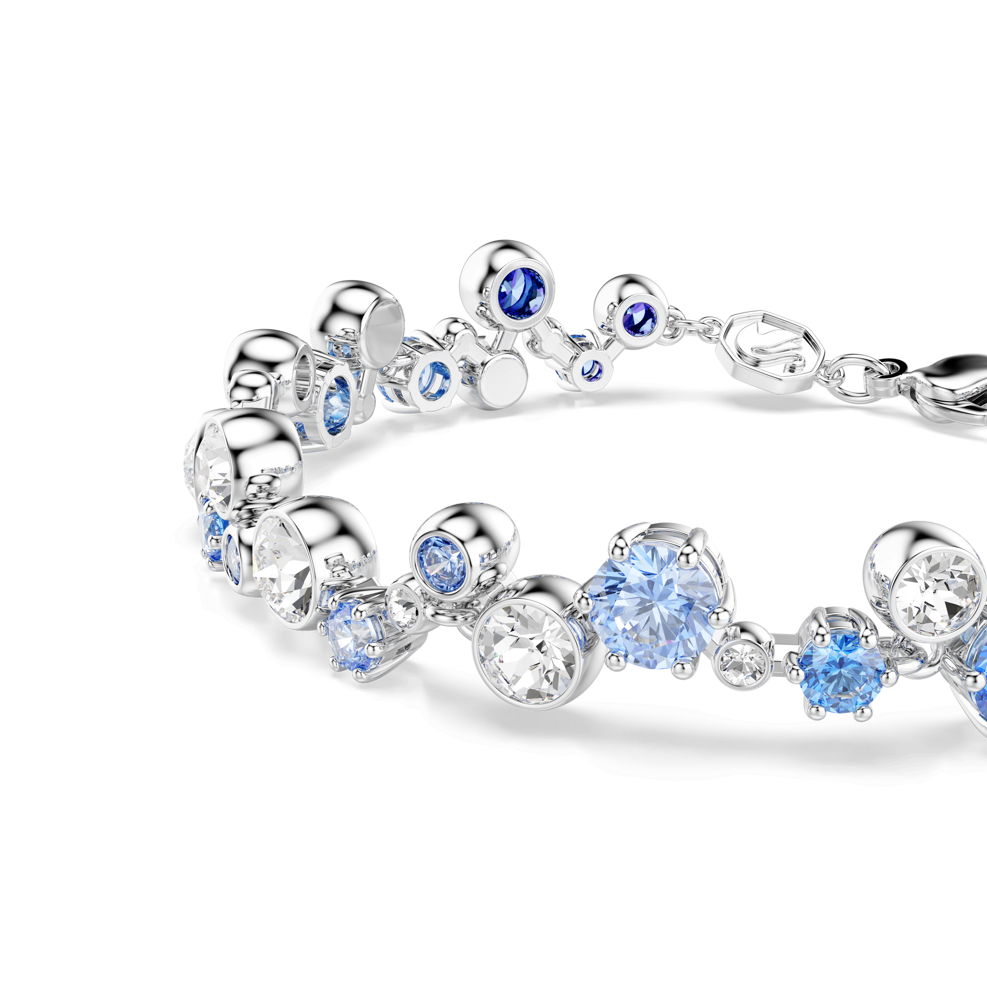 Constella bracelet, Mixed cuts, Blue, Rhodium plated