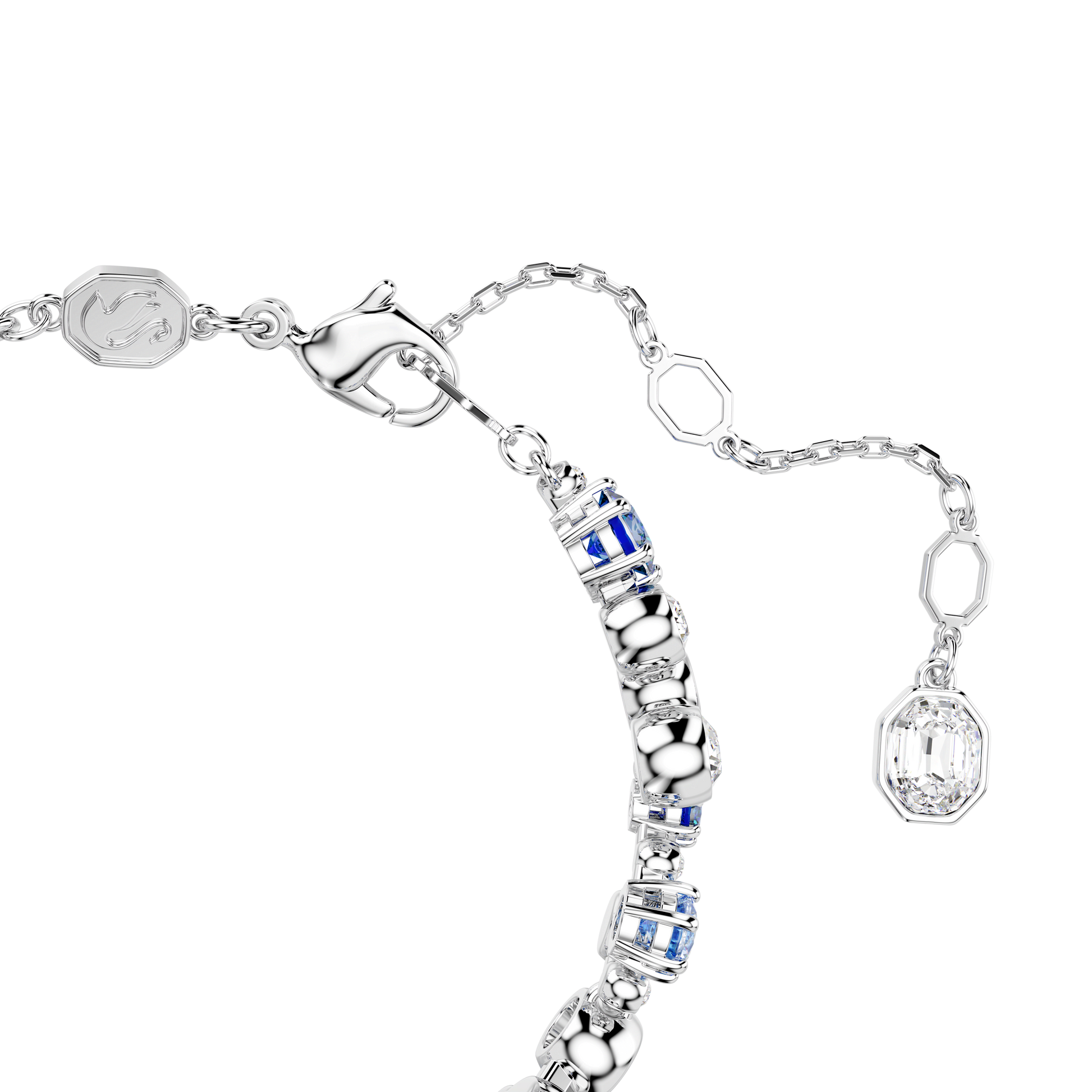 Constella bracelet, Mixed cuts, Blue, Rhodium plated