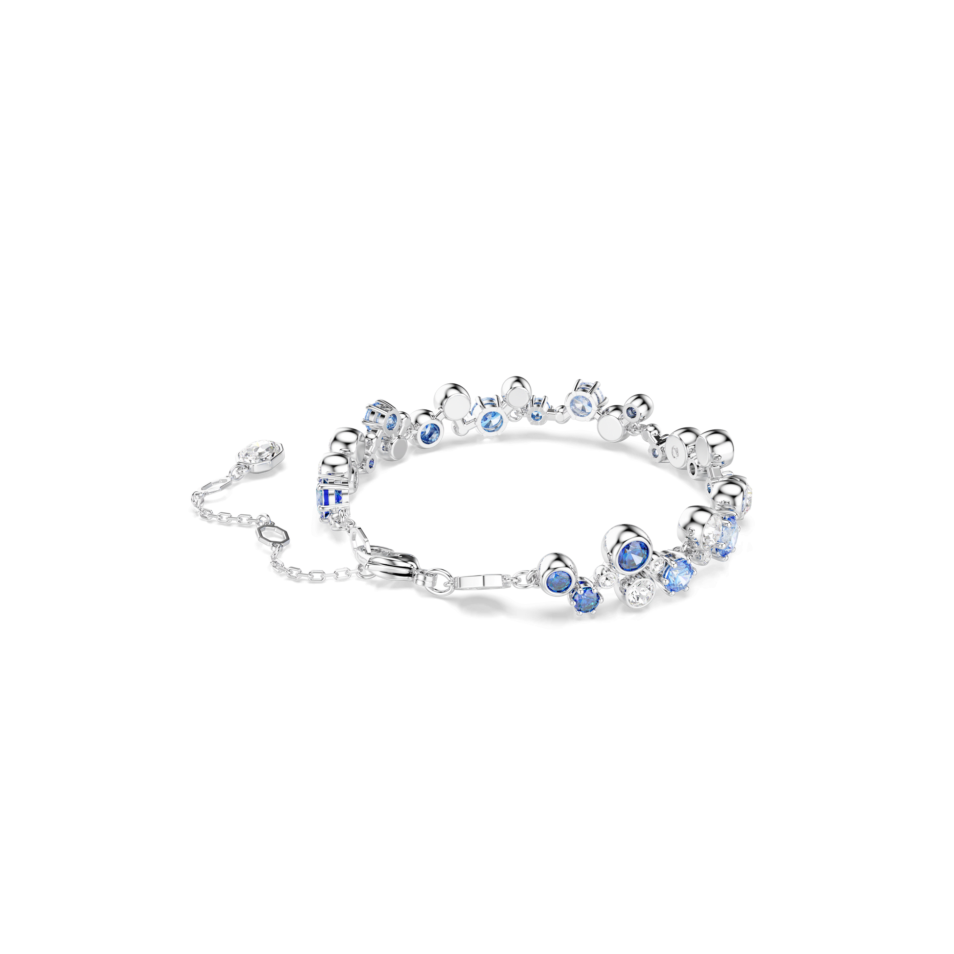 Constella bracelet, Mixed cuts, Blue, Rhodium plated