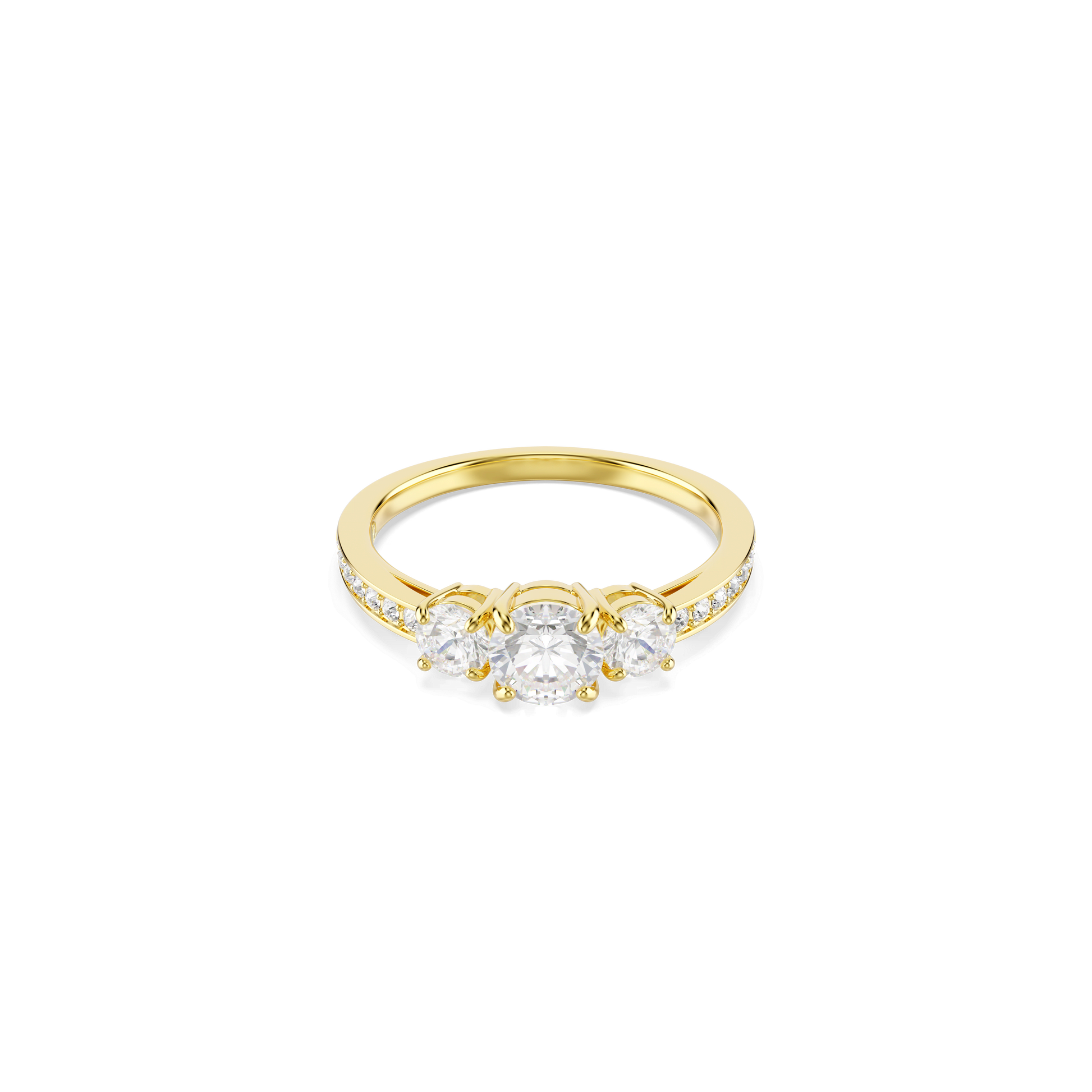 Stilla Attract ring, Round cut, White, 18K gold finish