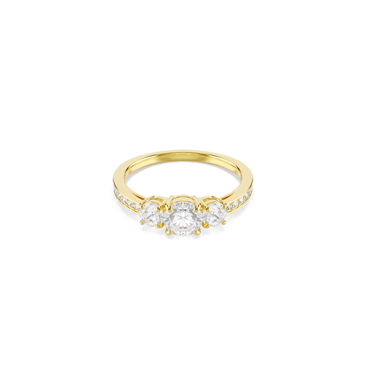 Stilla Attract ring, Round cut, White, 18K gold finish