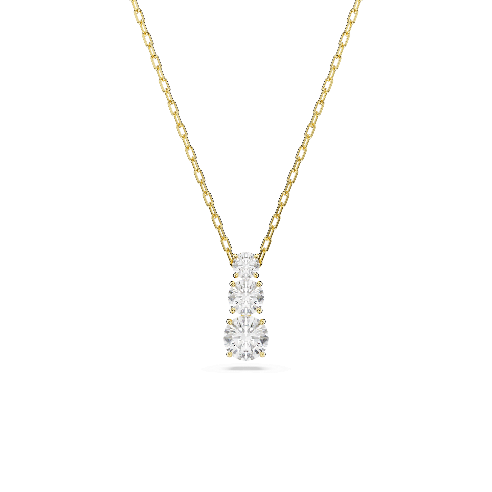 Stilla Attract pendant, Round cut, White, 18K gold finish