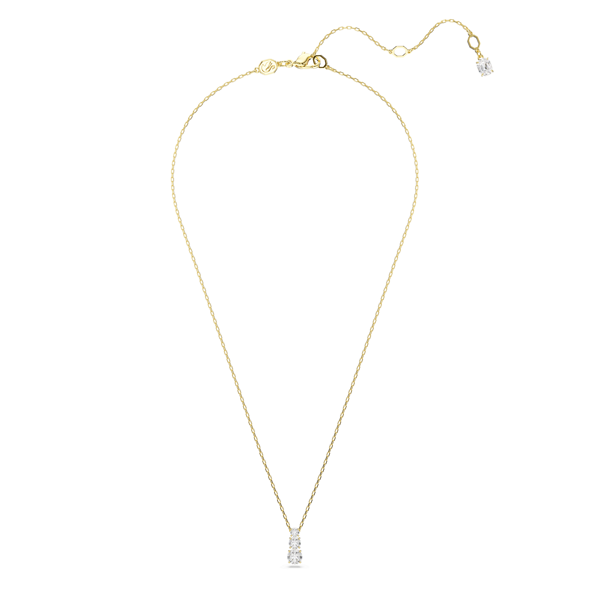 Stilla Attract pendant, Round cut, White, 18K gold finish