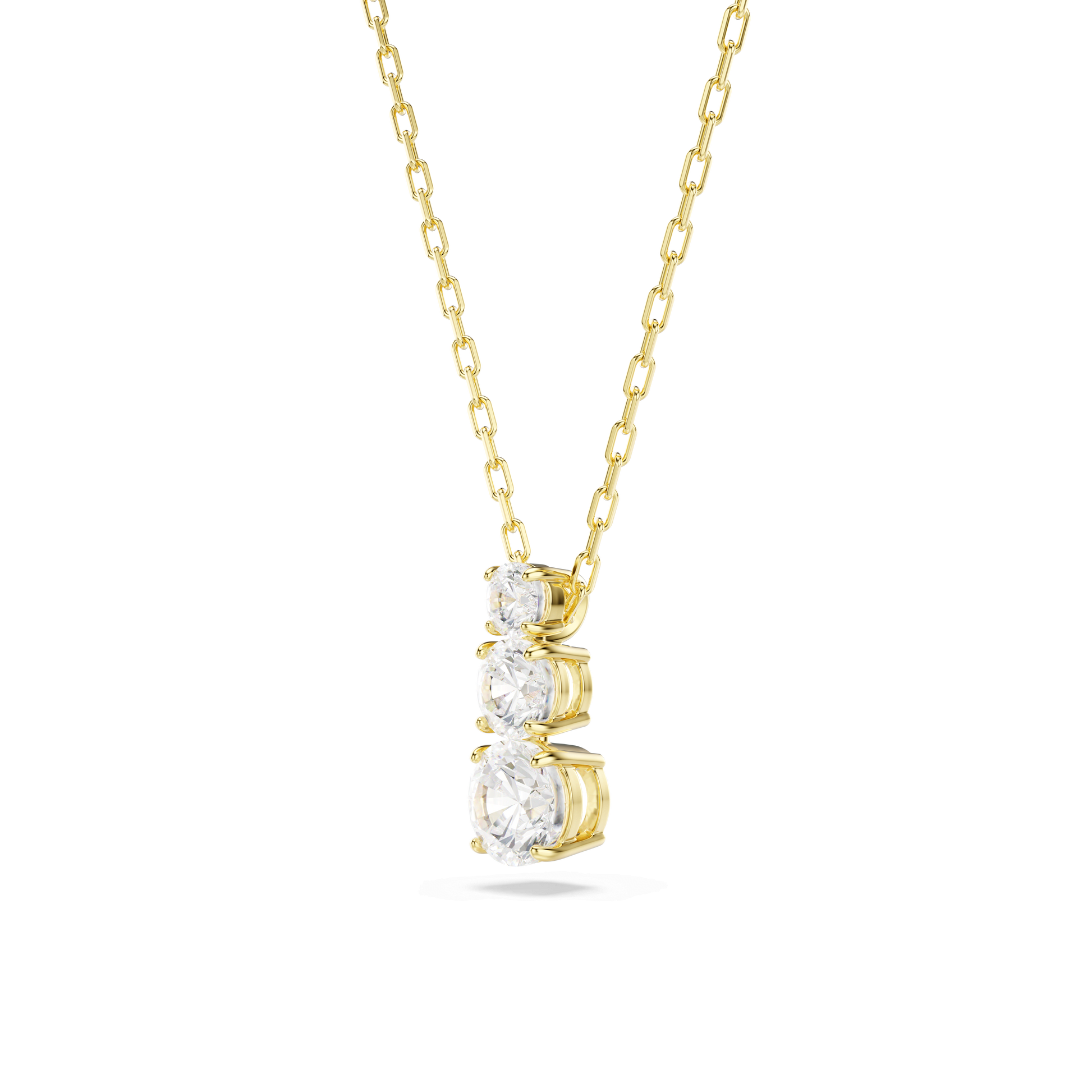 Stilla Attract pendant, Round cut, White, 18K gold finish