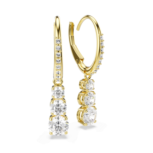 Stilla Attract hoop earrings, Round cut, White, 18K gold finish