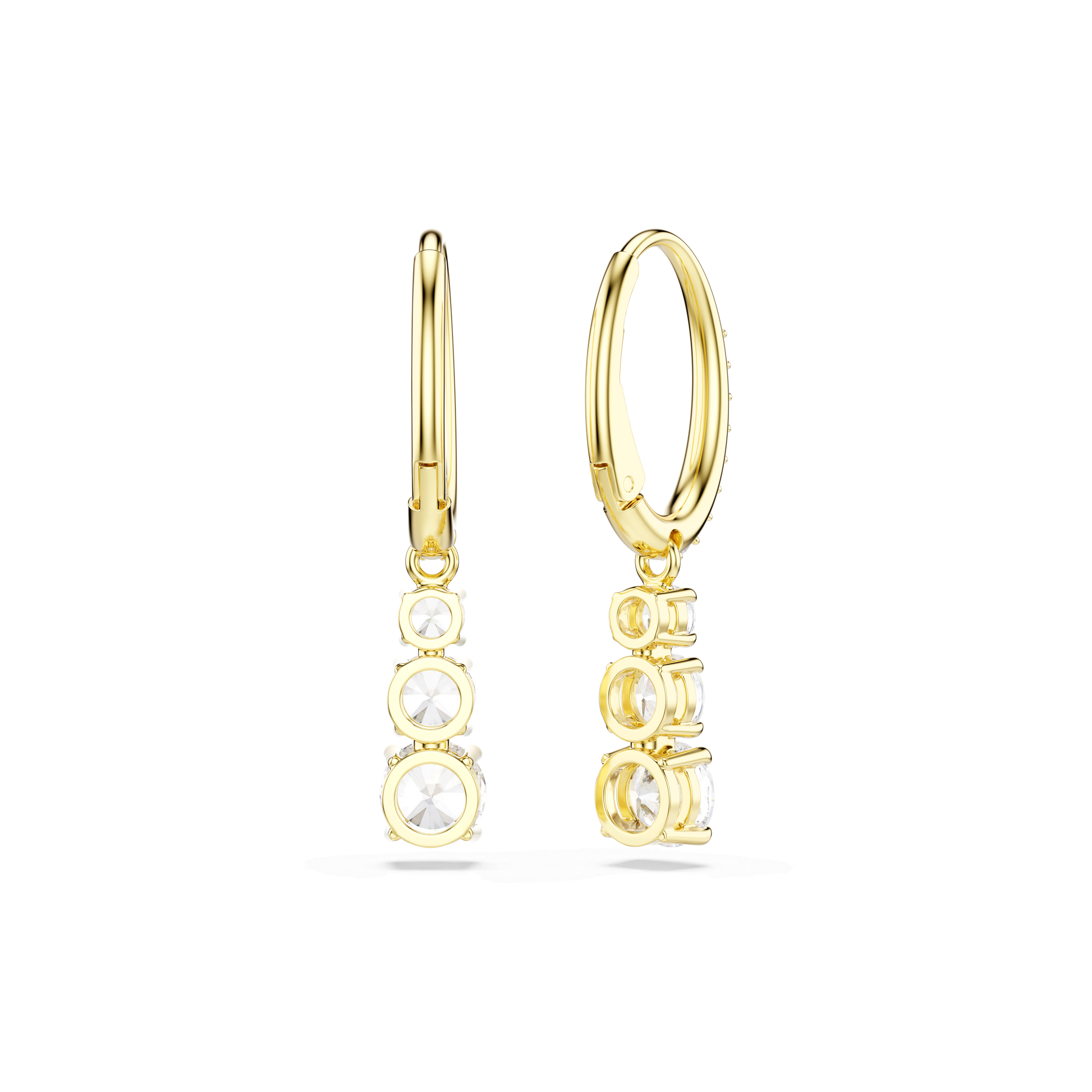 Stilla Attract hoop earrings, Round cut, White, 18K gold finish
