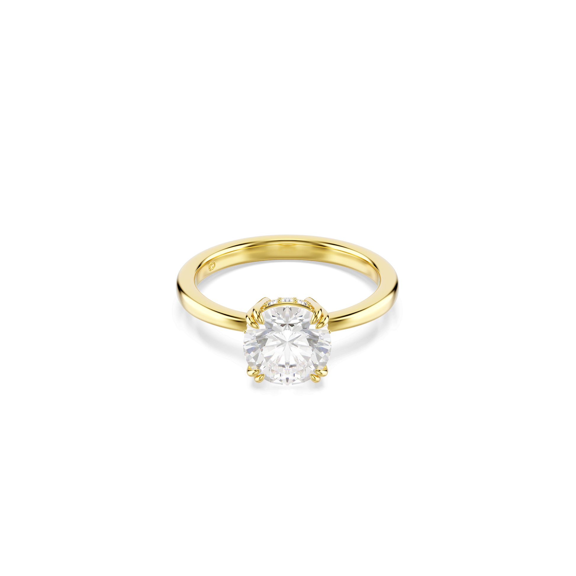Stilla cocktail ring, Round cut, White, 18K gold finish