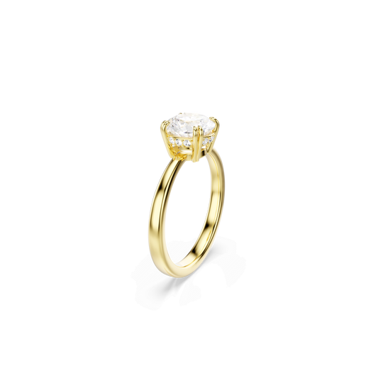 Stilla cocktail ring, Round cut, White, 18K gold finish