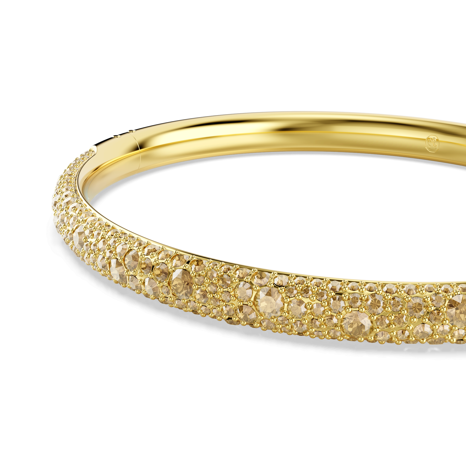 Sublima bangle, Snow pavé, Gold tone, 18K gold finish