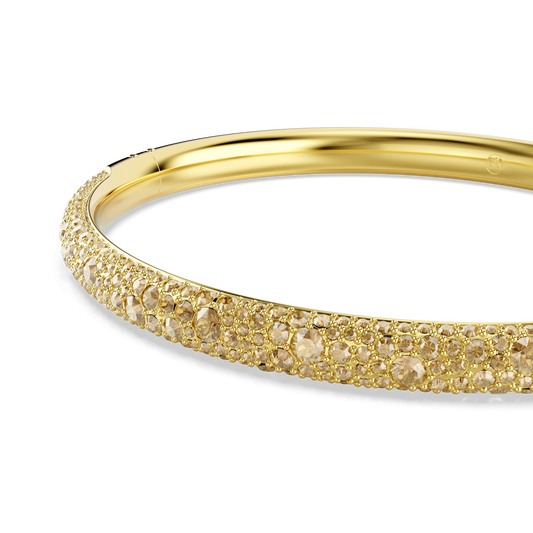 Sublima bangle, Snow pavé, Gold tone, 18K gold finish