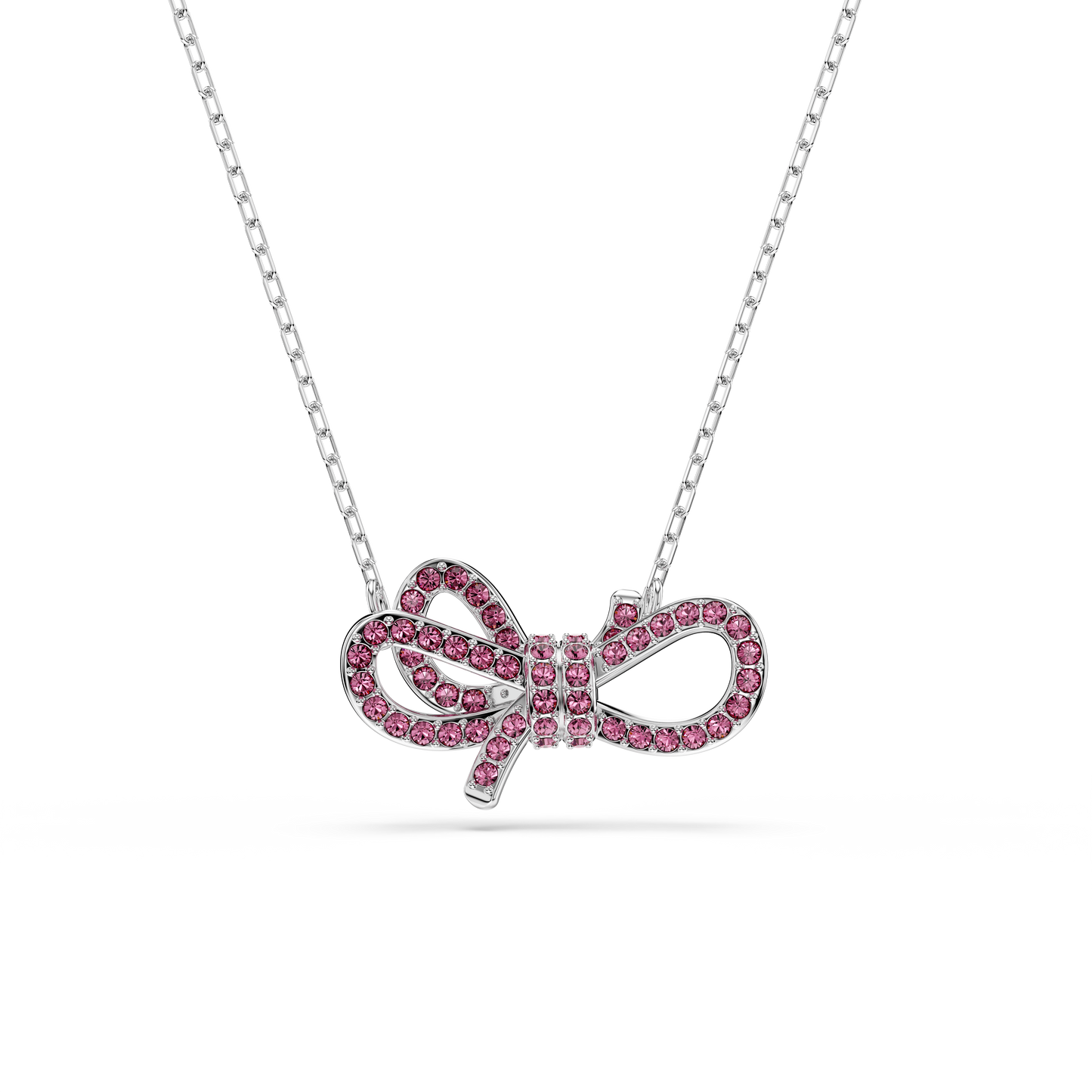 Swarovski Lifelong Bow pendant, Bow, Pink, Rhodium plated