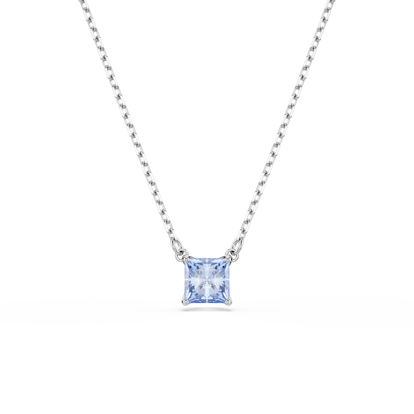 Swarovski Matrix pendant, Square cut, Blue, Rhodium plated