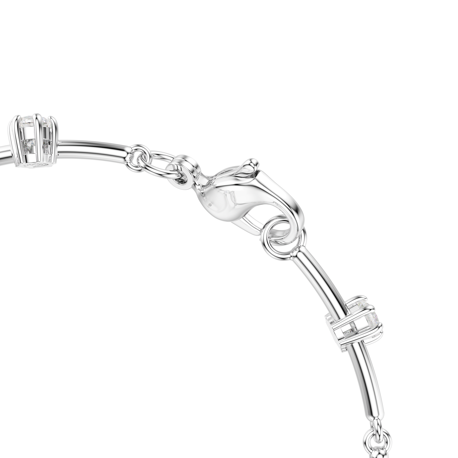 Constella bracelet, Crystal pearl, Round cuts, White, Rhodium plated