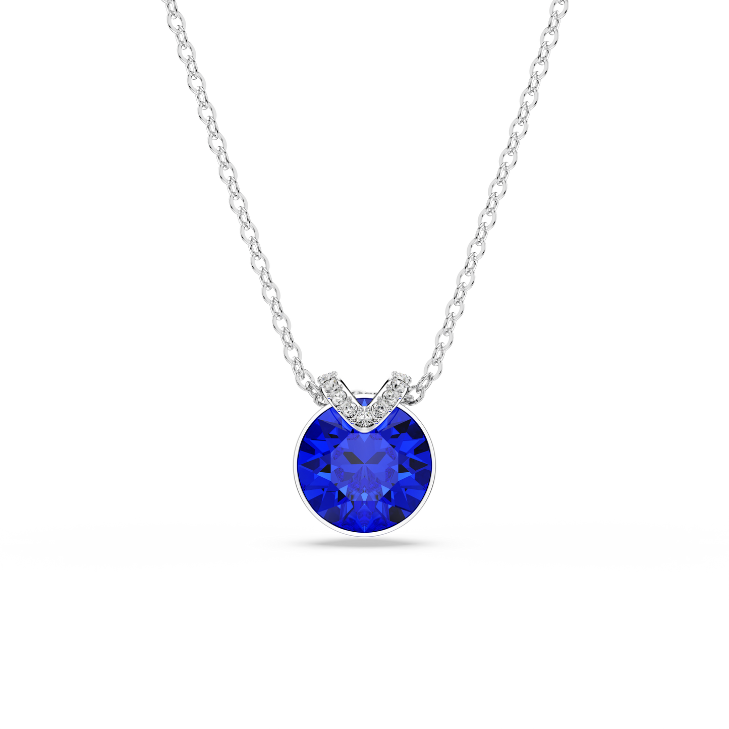 Swarovski Bella V pendant, Round cut, Blue, Rhodium plated
