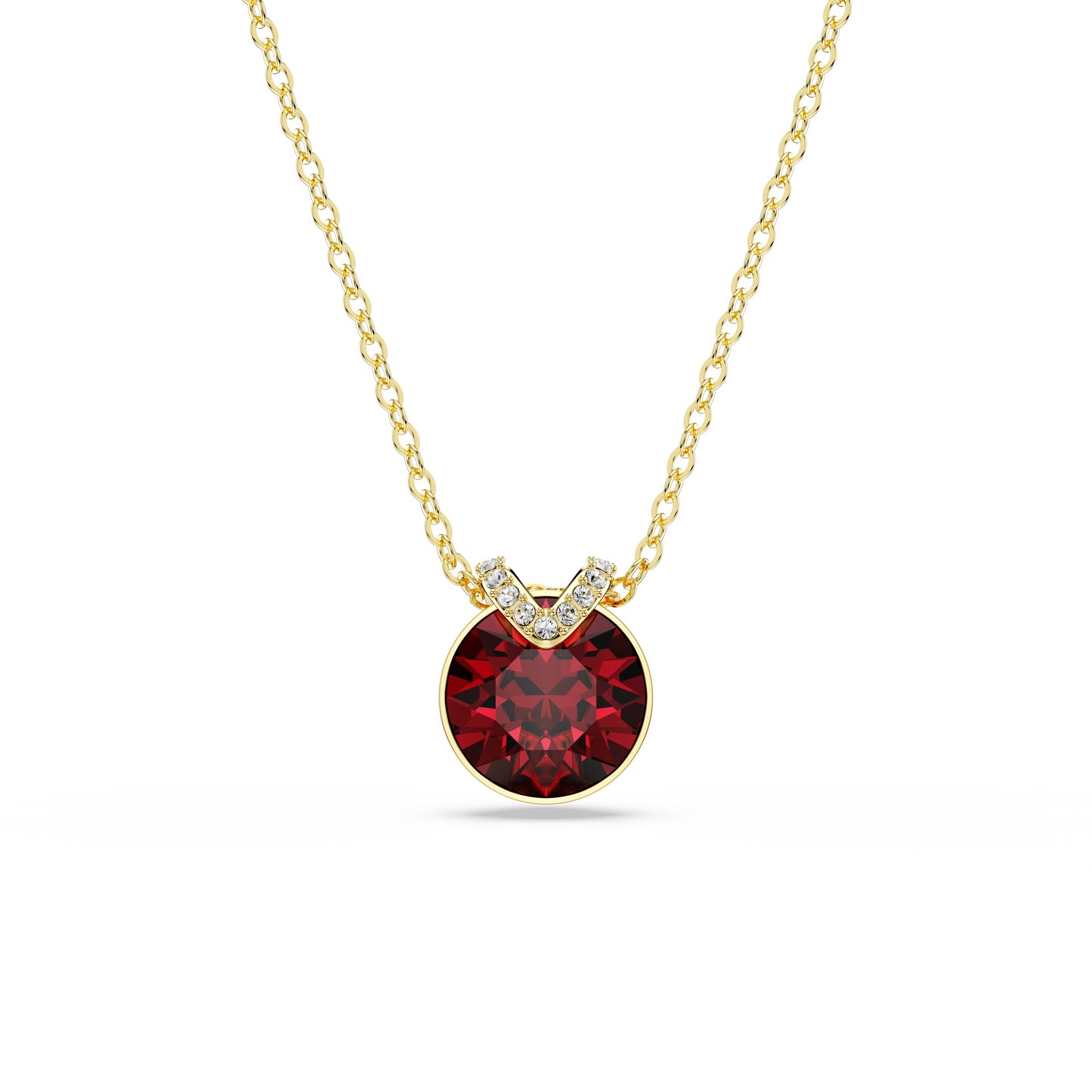 Swarovski Bella V pendant, Round cut, Red, Gold-tone plated