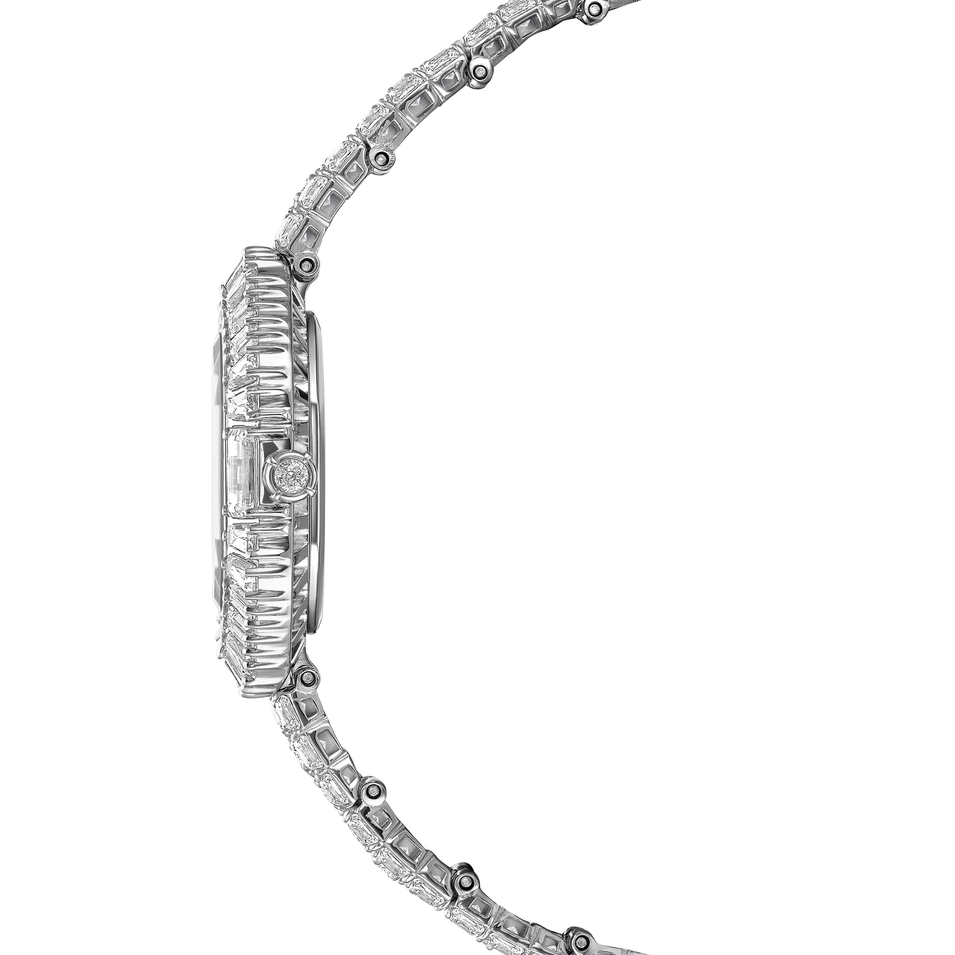 Matrix octagon watch, Baguette cut, Metal bracelet, Silver tone, Stainless steel