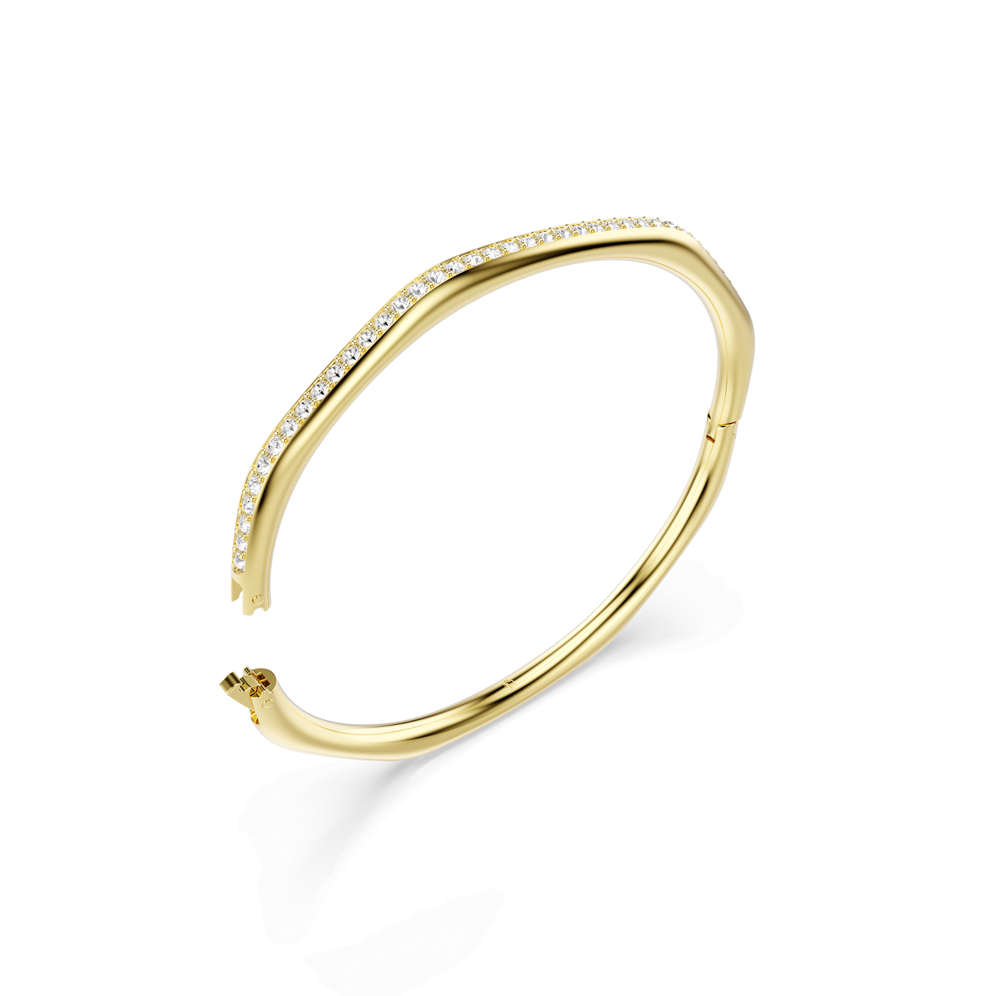 Dextera bangle, Octagon shape, Round cut, White, 18K gold finish