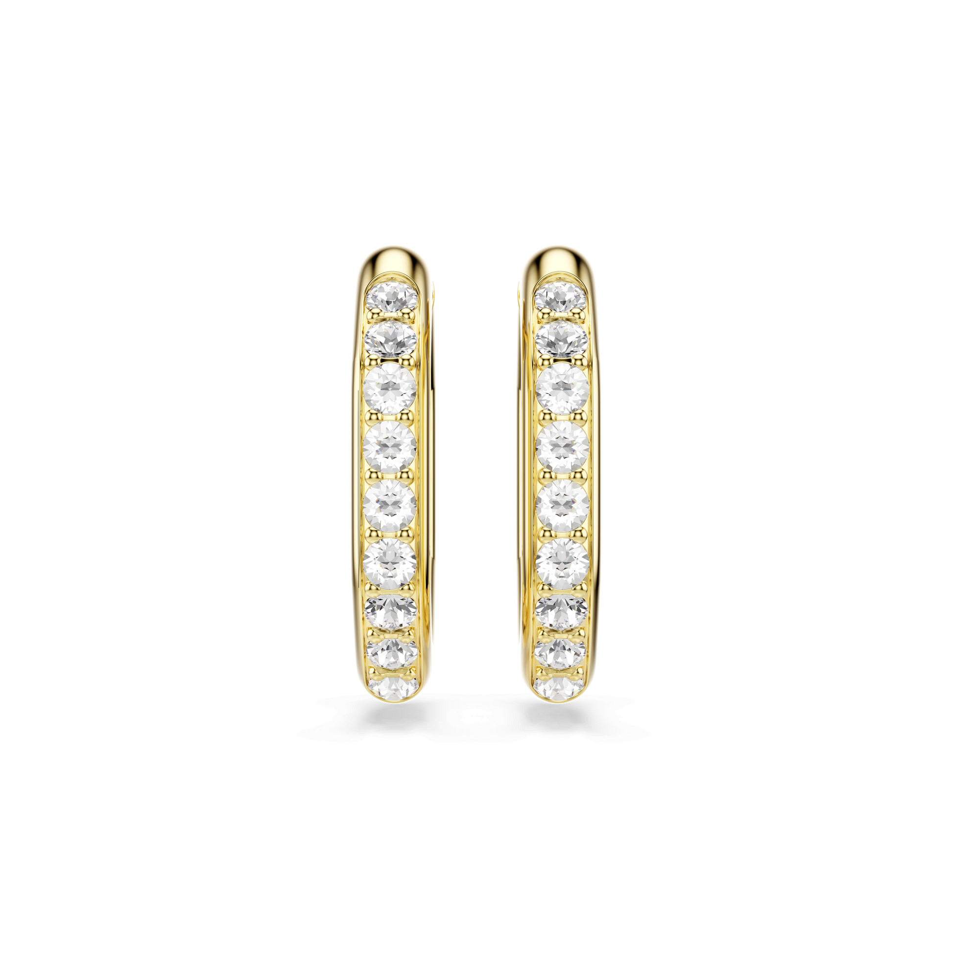Dextera hoop earrings, Octagon shape, Round cut, Medium, White, 18K gold finish