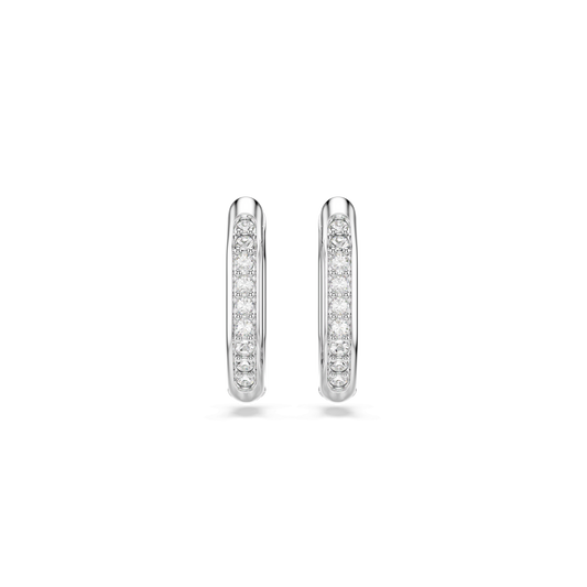 Dextera hoop earrings, Octagon shape, Round cut, Small, White, Rhodium plated