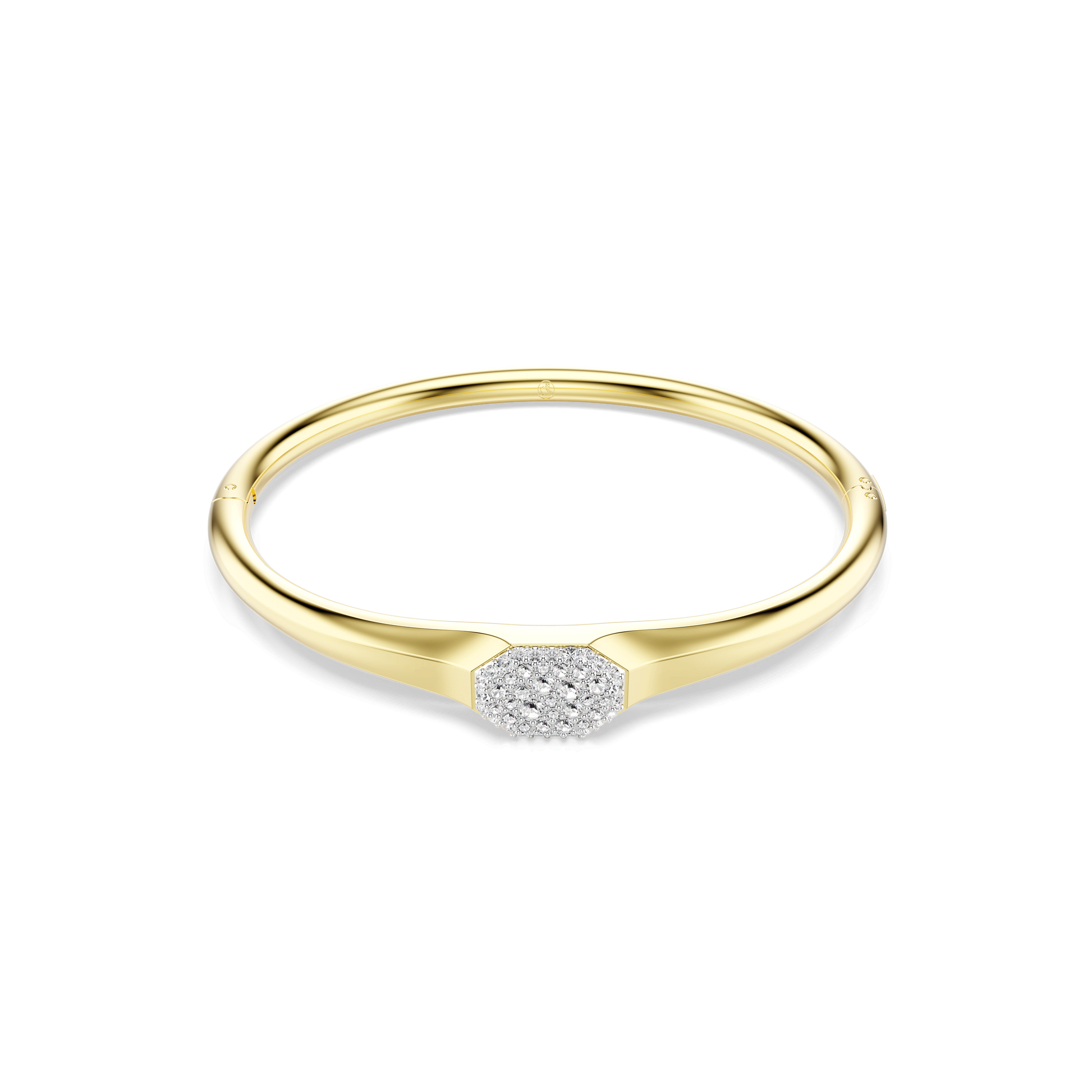 Dextera bangle, Round cut, White, 18K gold finish