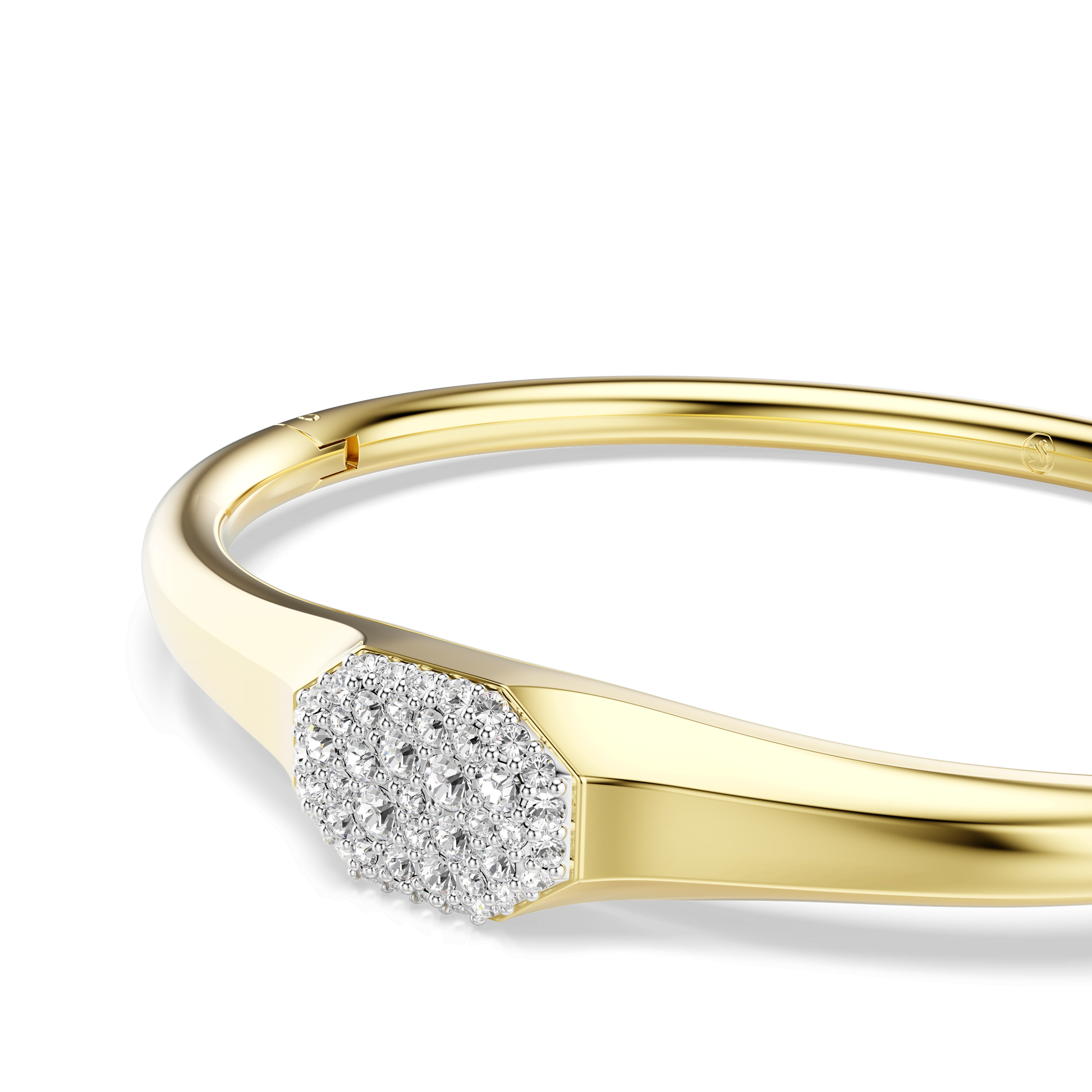 Dextera bangle, Round cut, White, 18K gold finish