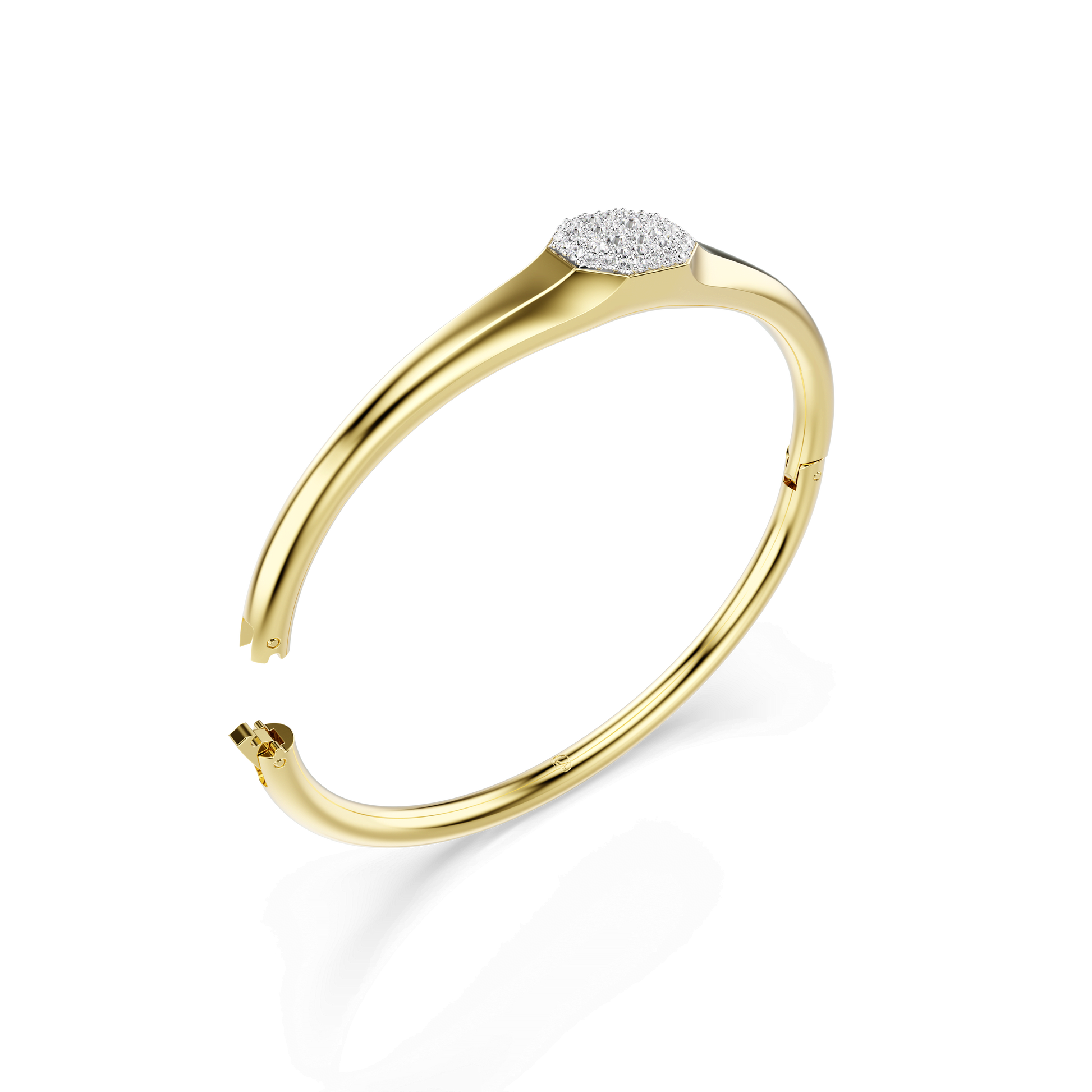 Dextera bangle, Round cut, White, 18K gold finish