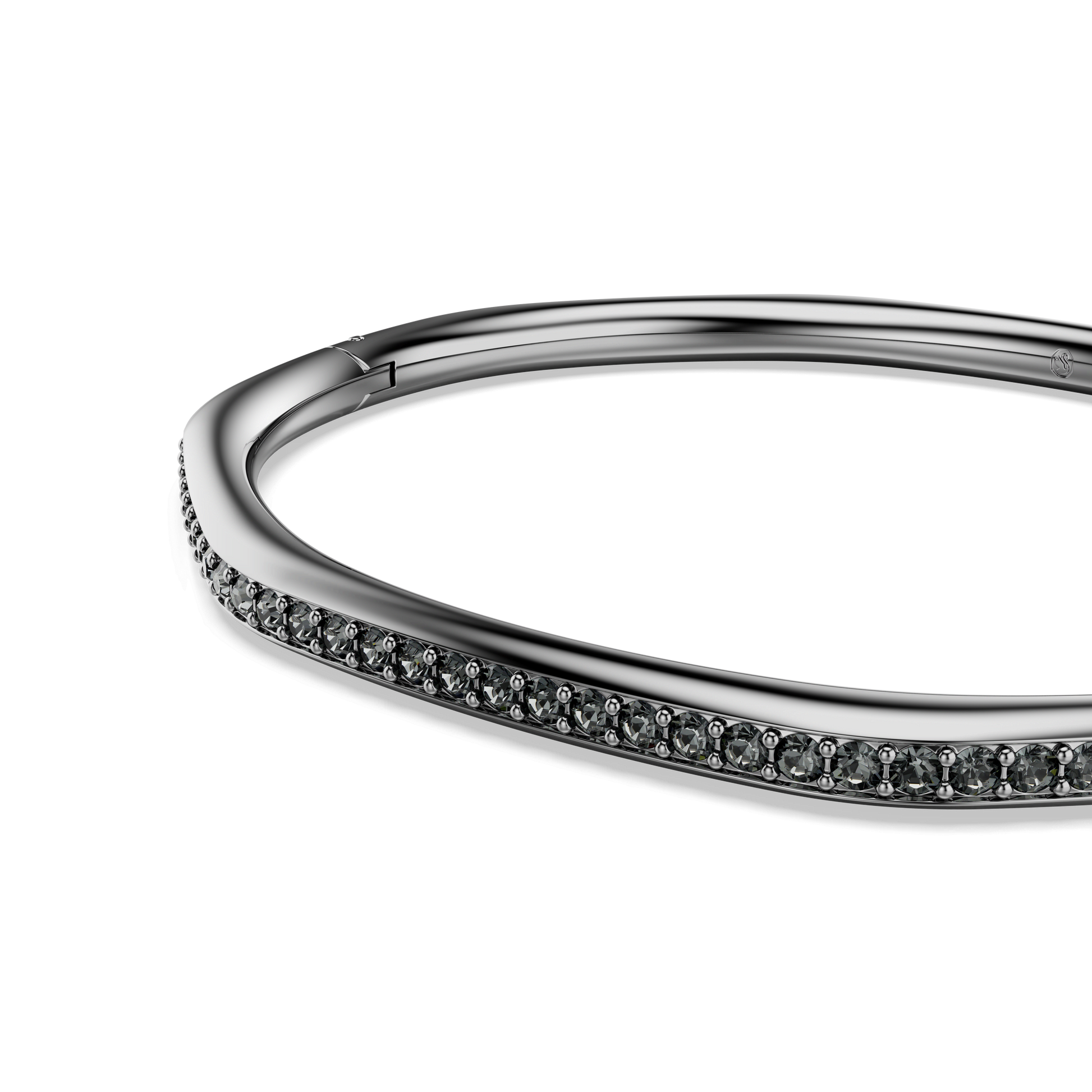 Dextera bangle, Octagon shape, Round cut, White, Ruthenium plated