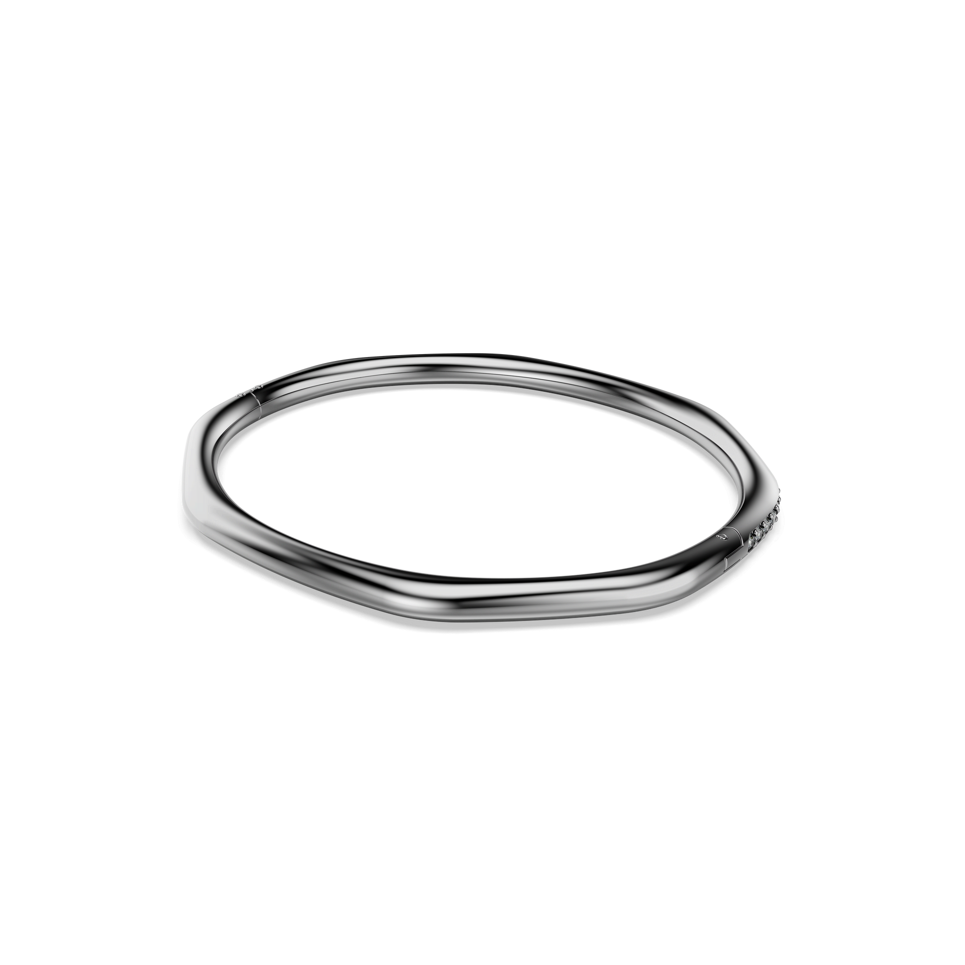 Dextera bangle, Octagon shape, Round cut, White, Ruthenium plated