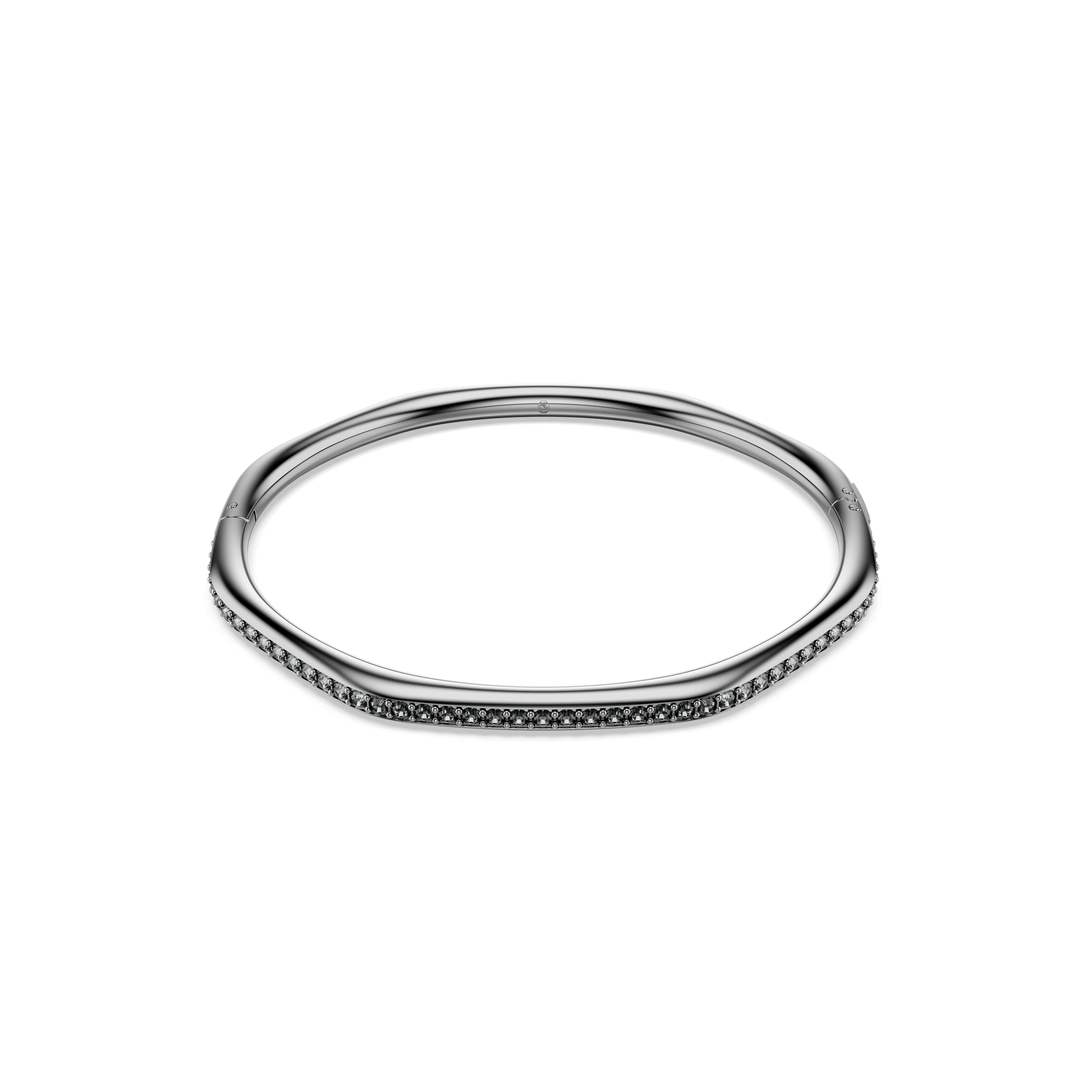 Dextera bangle, Octagon shape, Round cut, White, Ruthenium plated