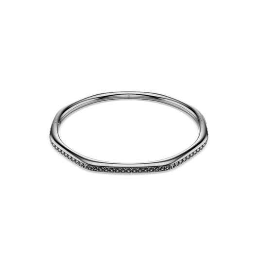 Dextera bangle, Octagon shape, Round cut, White, Ruthenium plated