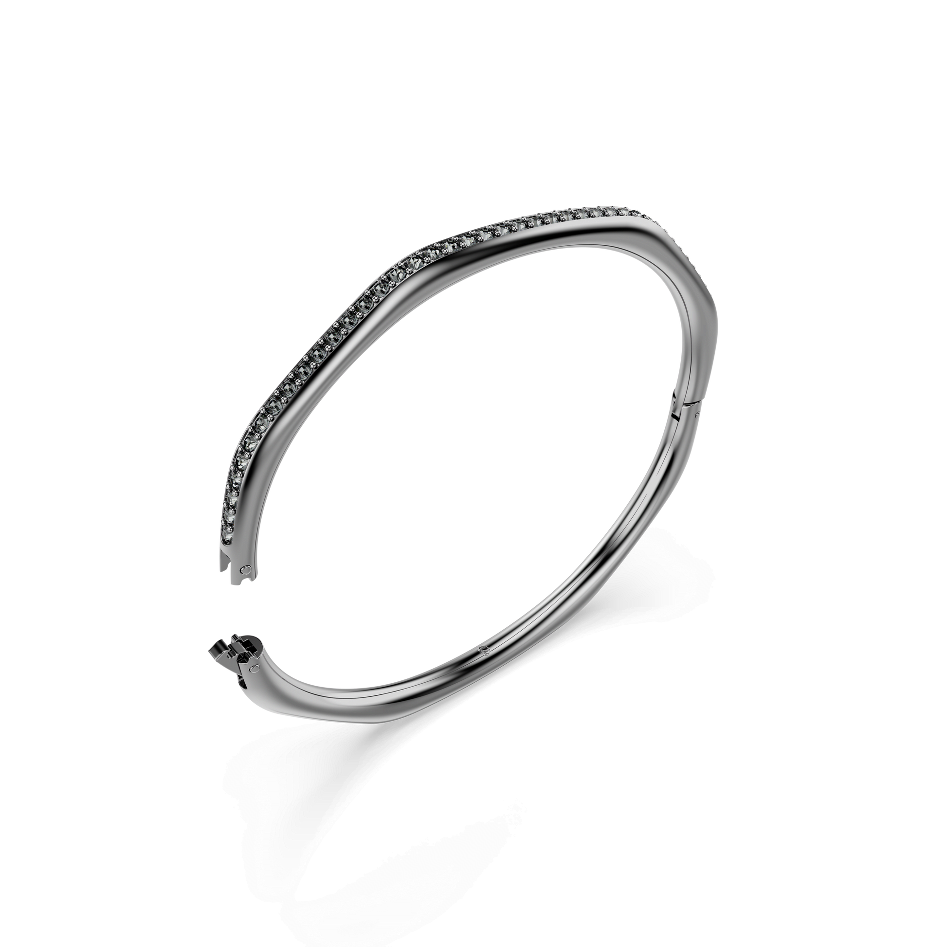 Dextera bangle, Octagon shape, Round cut, White, Ruthenium plated