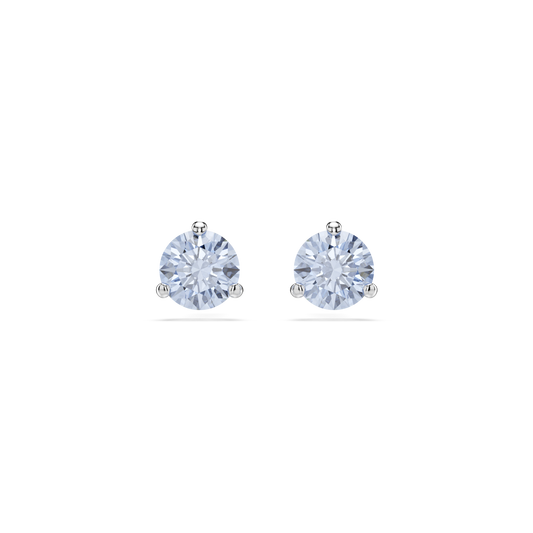 Swarovski Solitaire stud earrings, Round cut, Blue, Rhodium plated