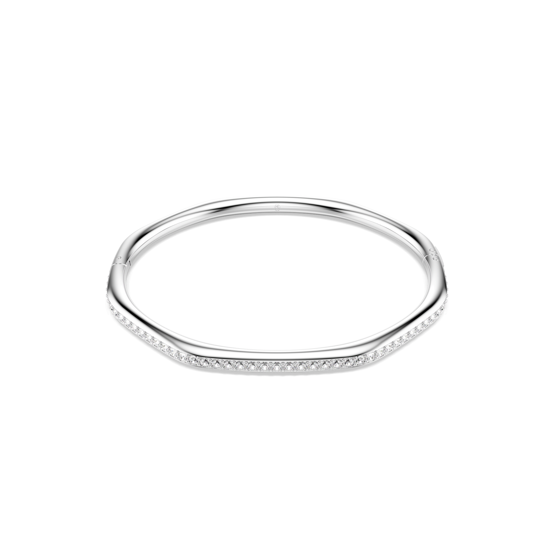 Dextera bangle, Octagon shape, Round cut, White, Rhodium plated