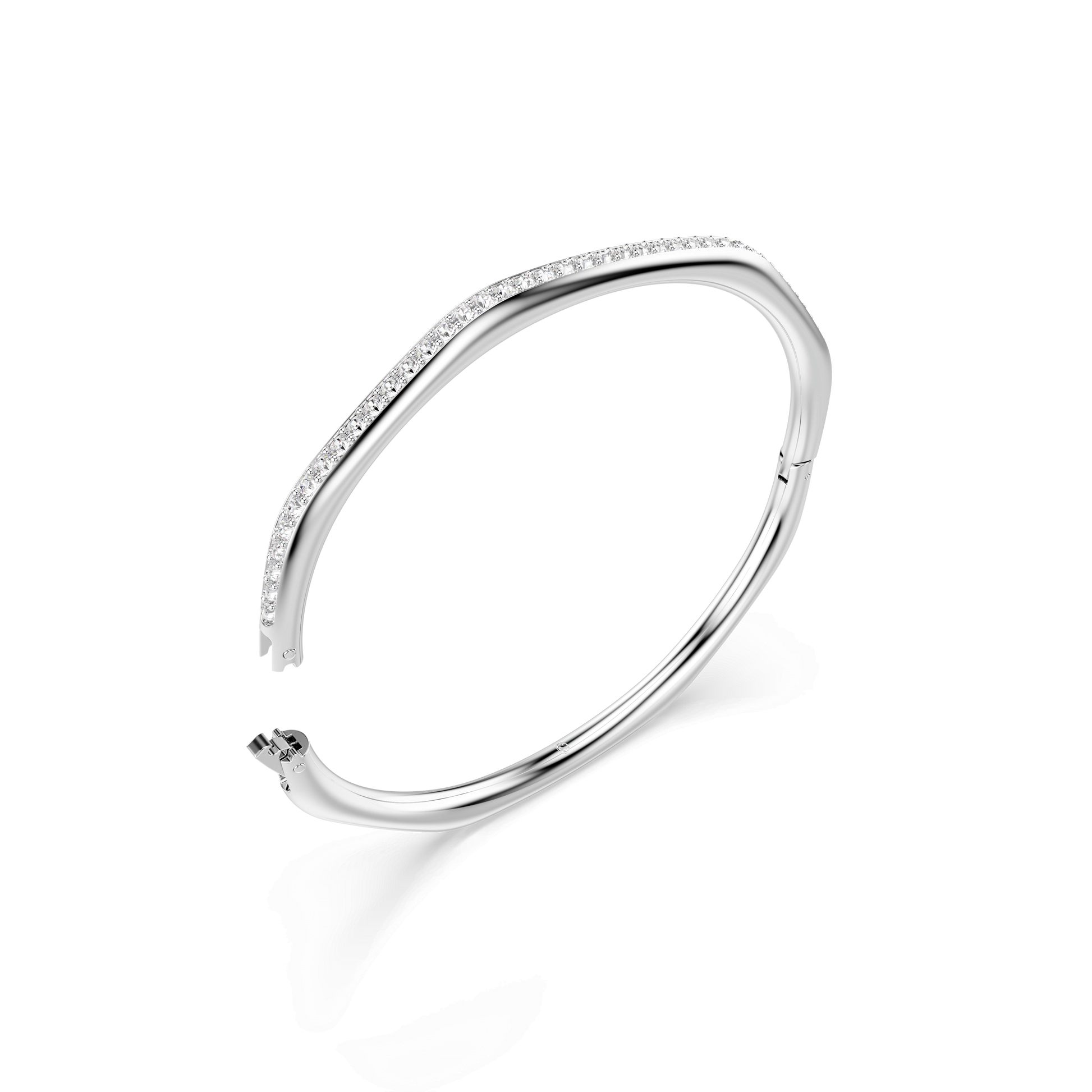 Dextera bangle, Octagon shape, Round cut, White, Rhodium plated