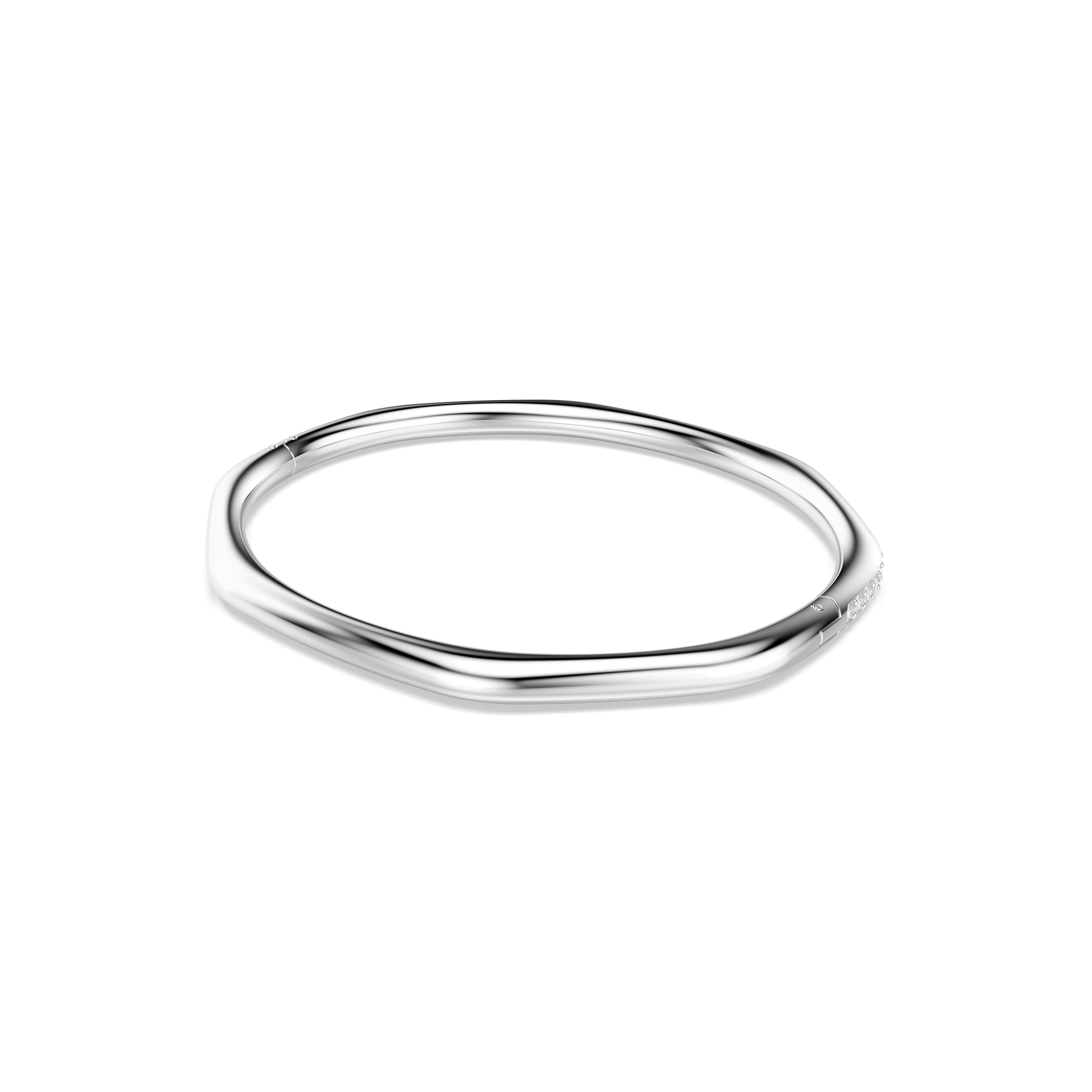 Dextera bangle, Octagon shape, Round cut, White, Rhodium plated