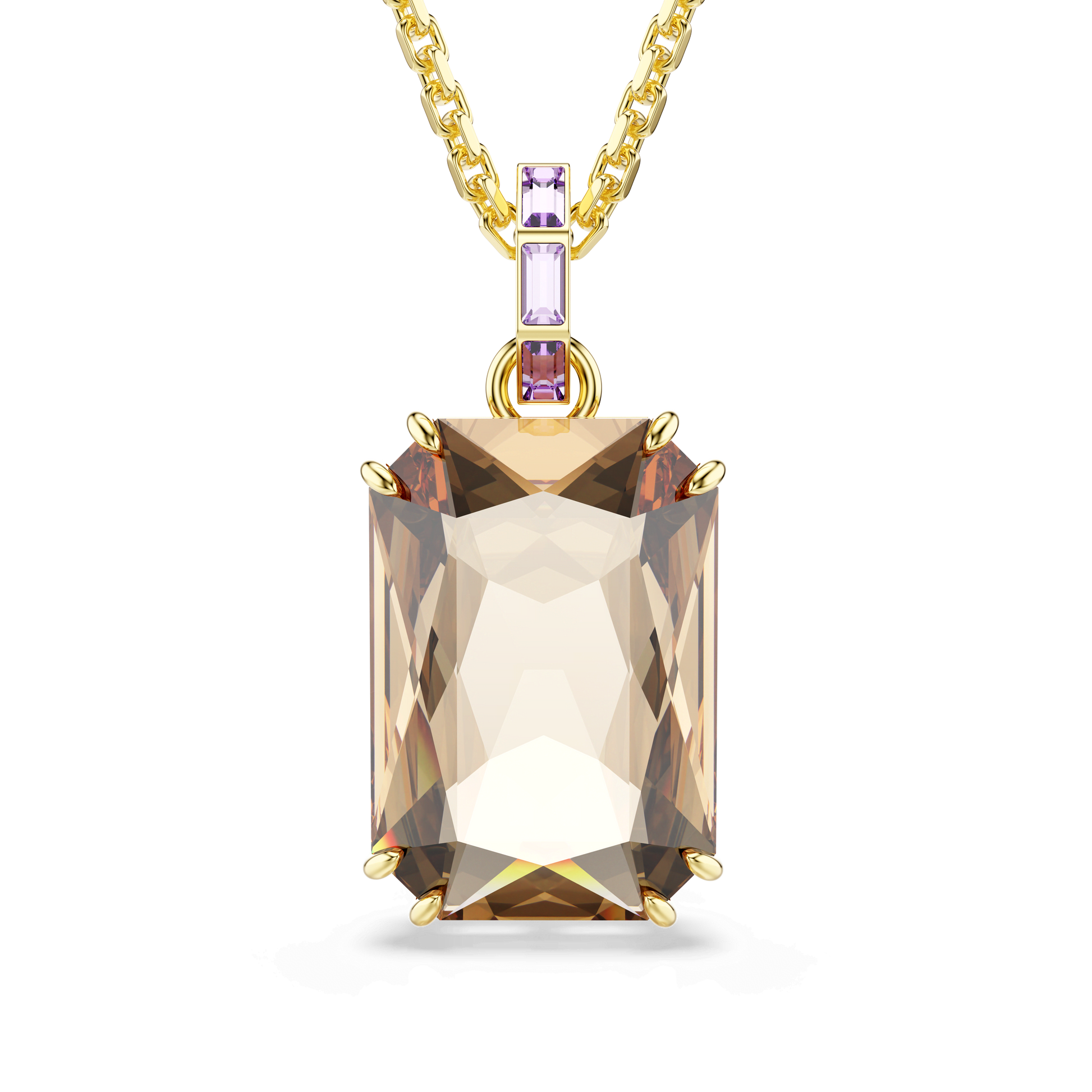 Millenia pendant, Octagon cut, Caramel, 18K gold finish