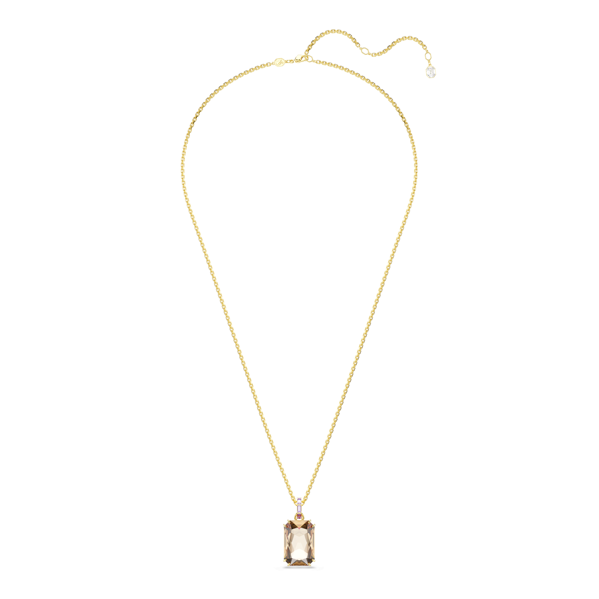 Millenia pendant, Octagon cut, Caramel, 18K gold finish