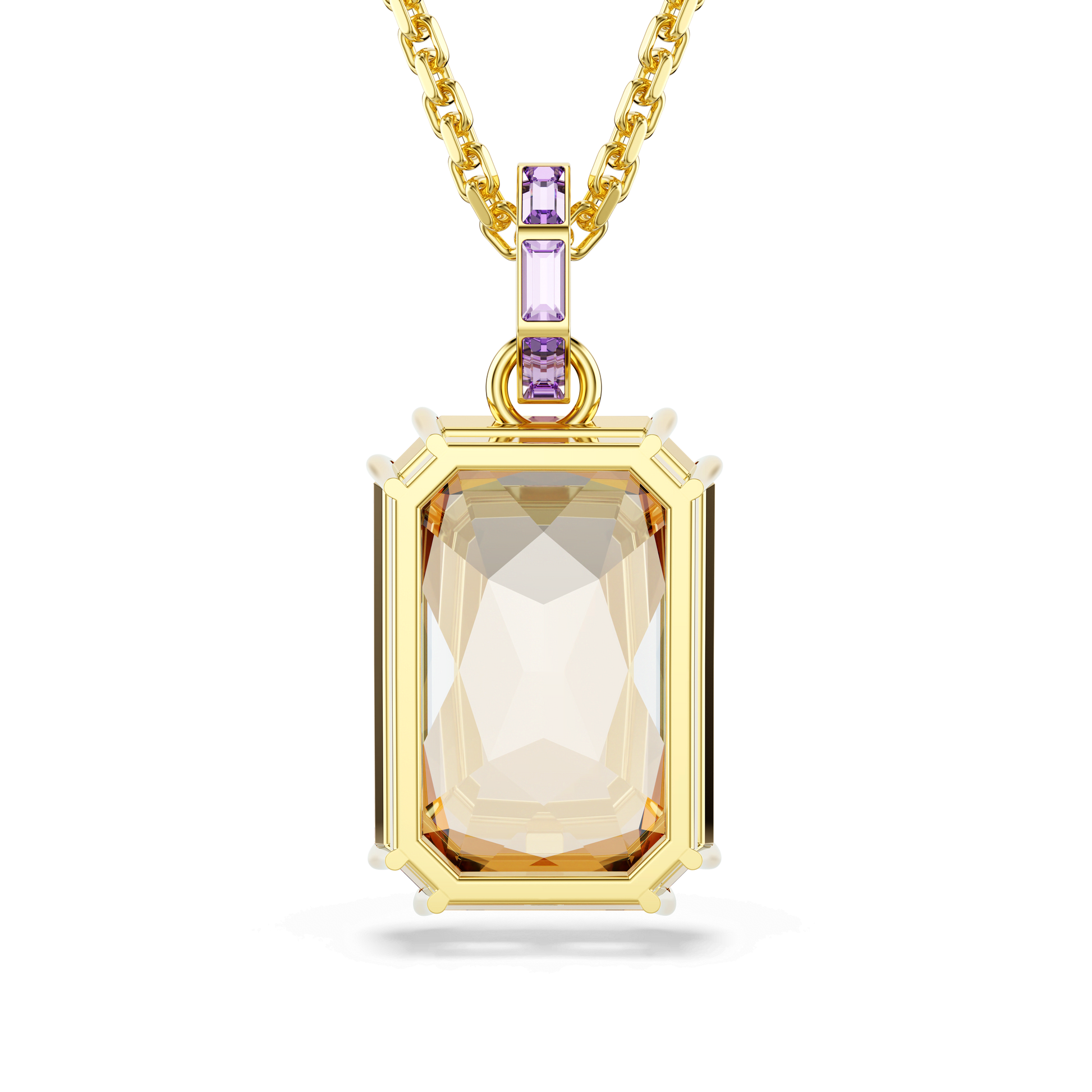 Millenia pendant, Octagon cut, Caramel, 18K gold finish