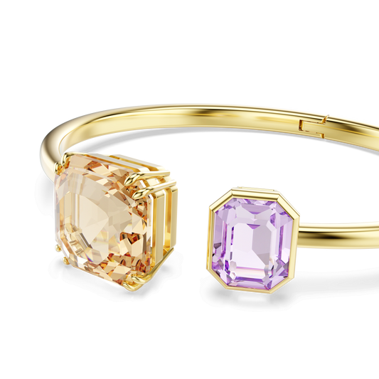 Millenia bangle, Octagon cut, Multicolored, 18K gold finish