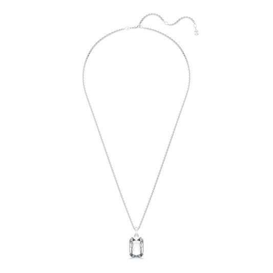 Millenia pendant, Octagon cut, White, Rhodium plated
