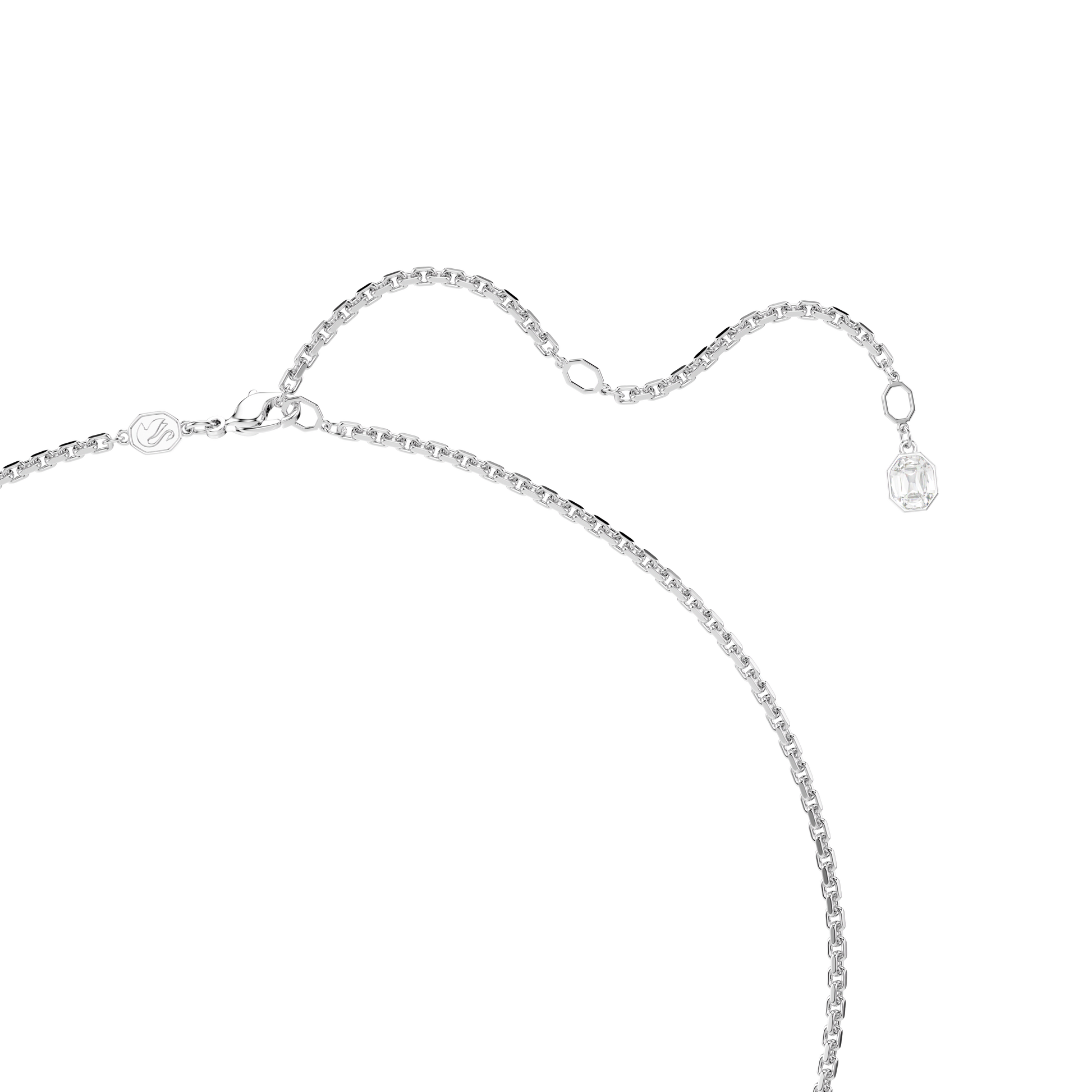 Millenia pendant, Octagon cut, White, Rhodium plated