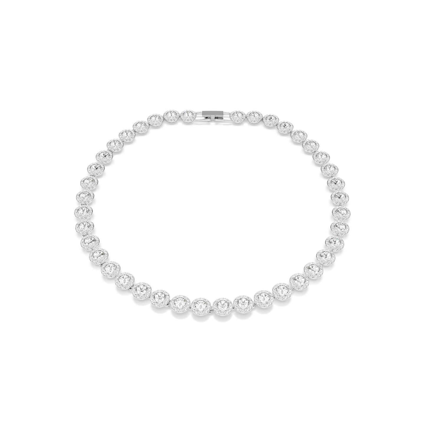 Swarovski Una Angelic Tennis necklace, Round cut, White, Rhodium plated