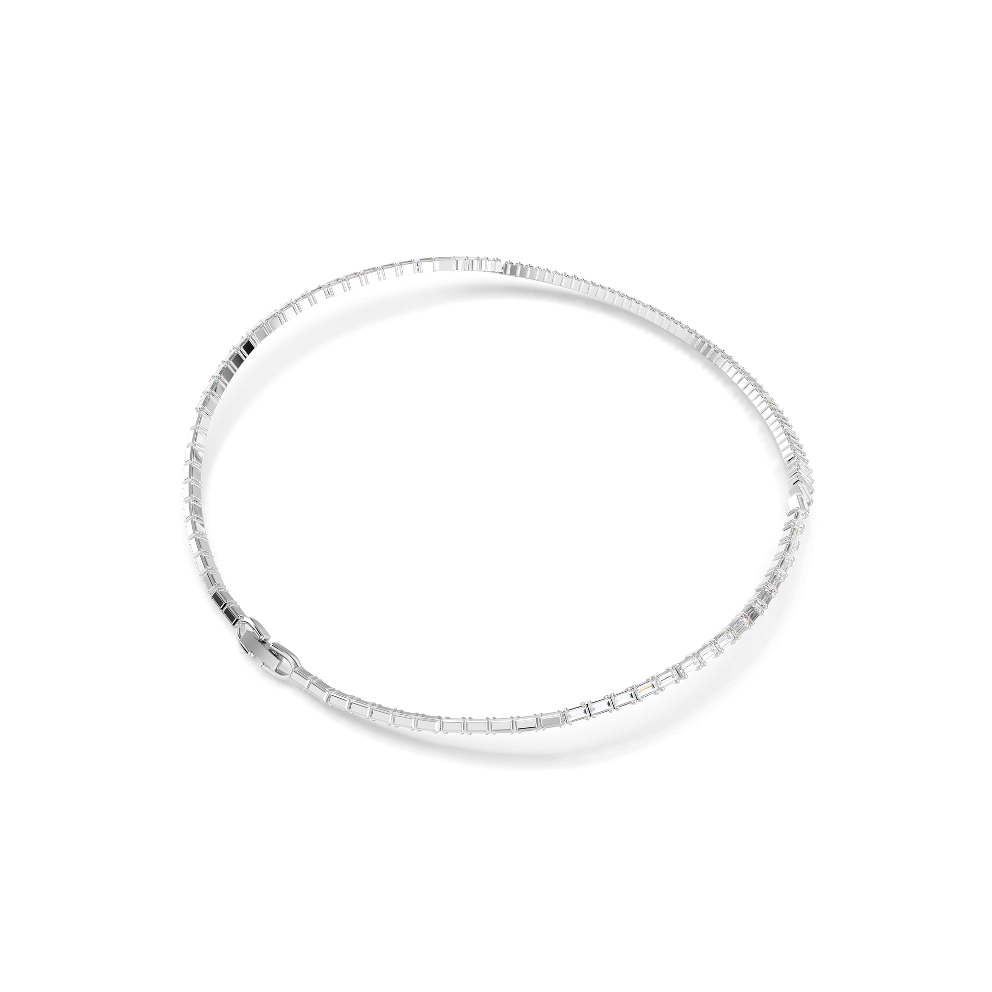 Matrix necklace, Baguette cut, White, Rhodium plated