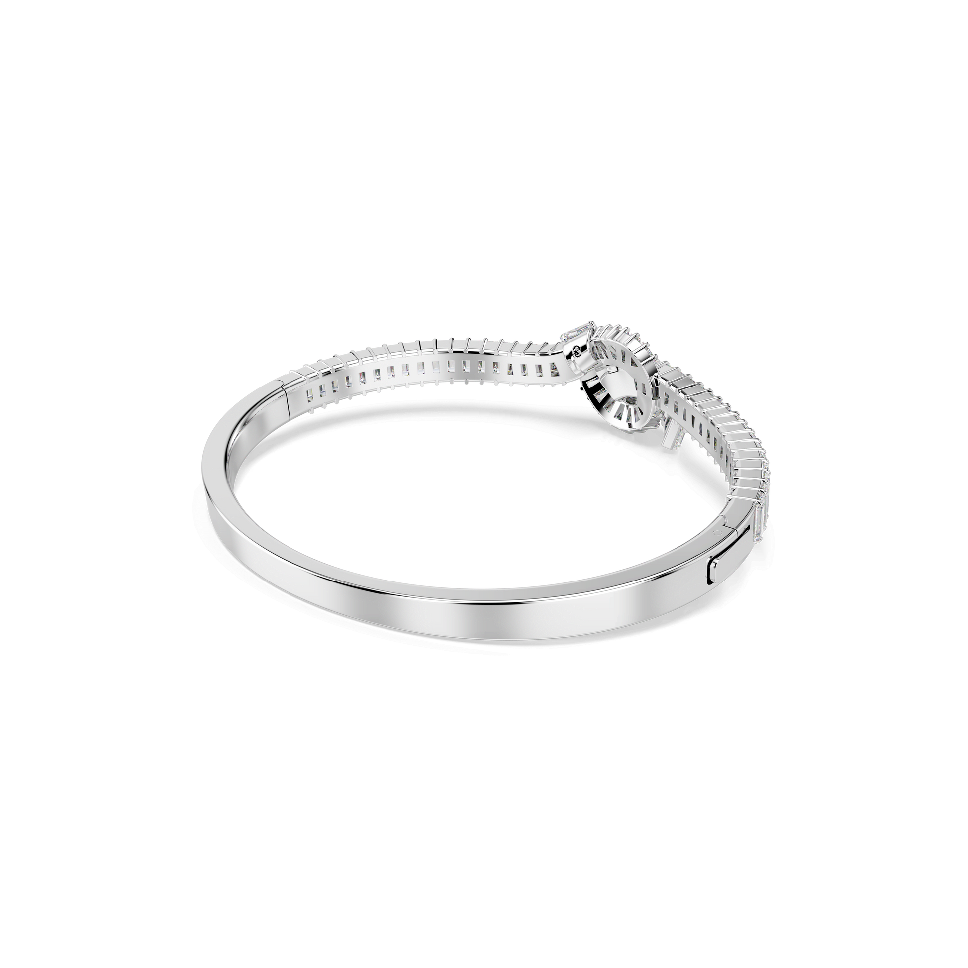 Matrix bangle, Baguette cut, Knot, White, Rhodium plated