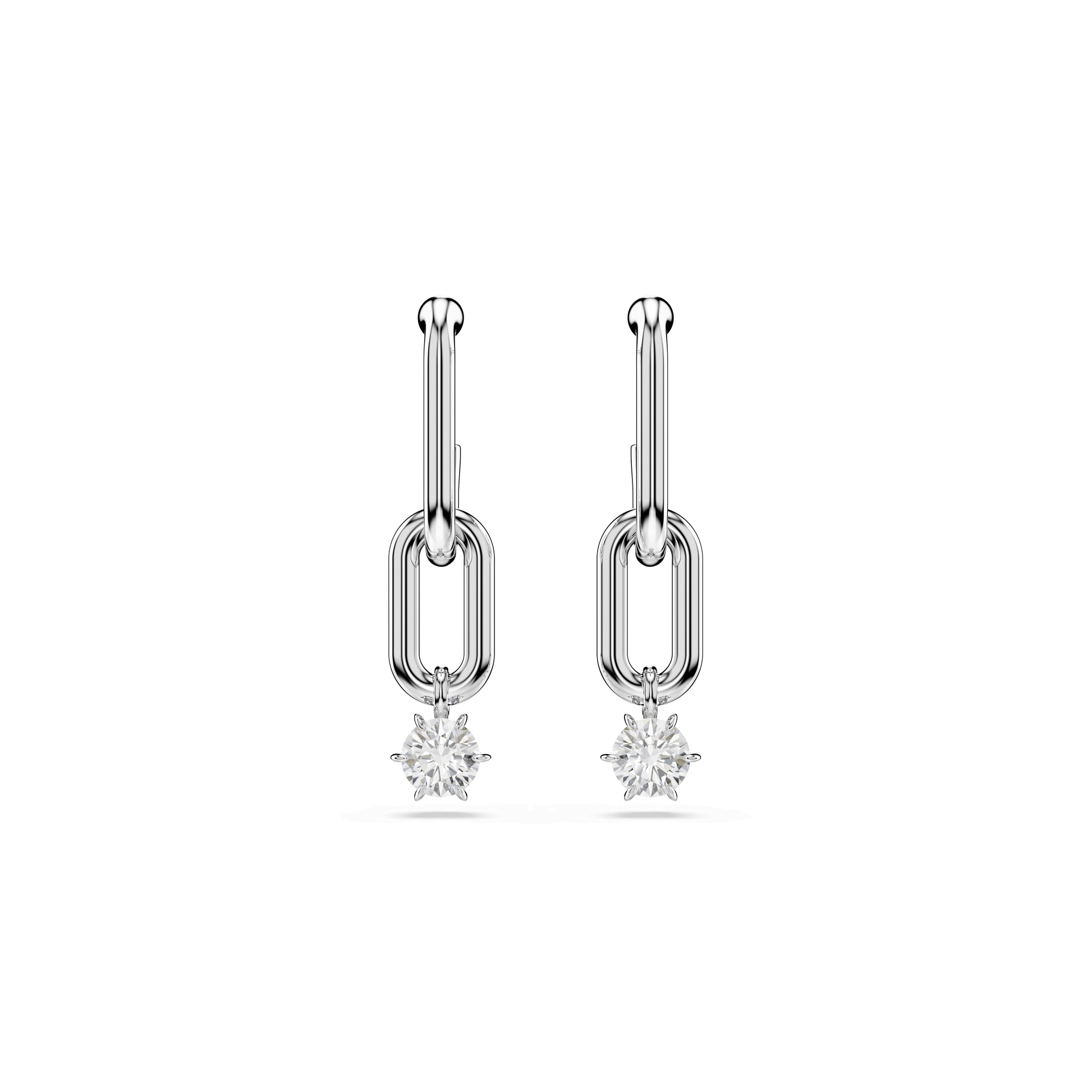 Constella drop earrings, Round cut, White, Rhodium plated