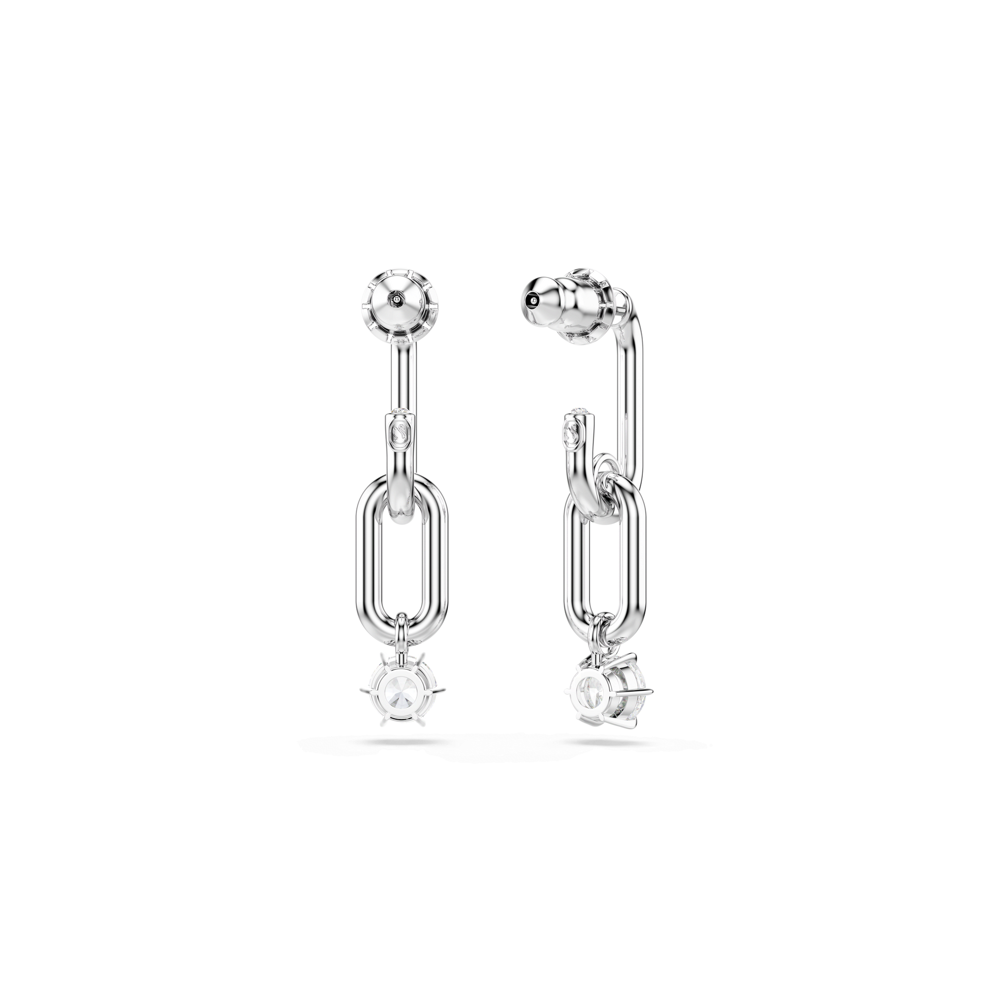 Constella drop earrings, Round cut, White, Rhodium plated