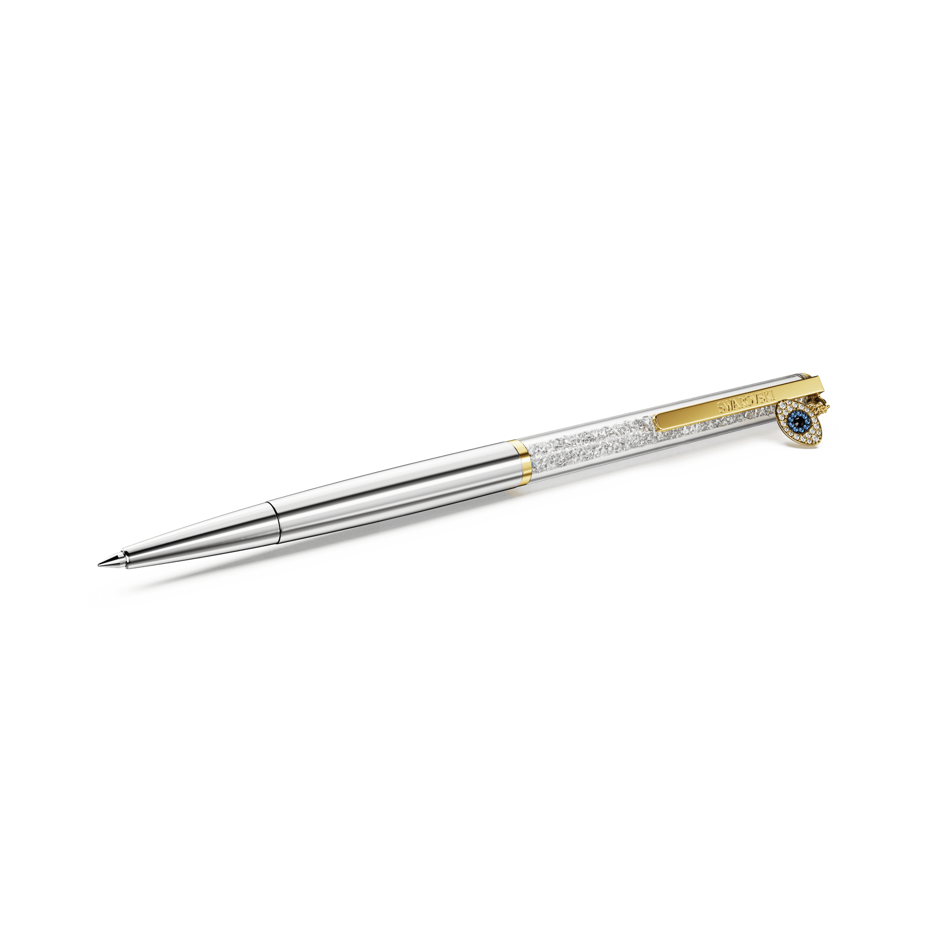 Crystalline ballpoint pen, Evil eye, Gold tone, Mixed metal finish